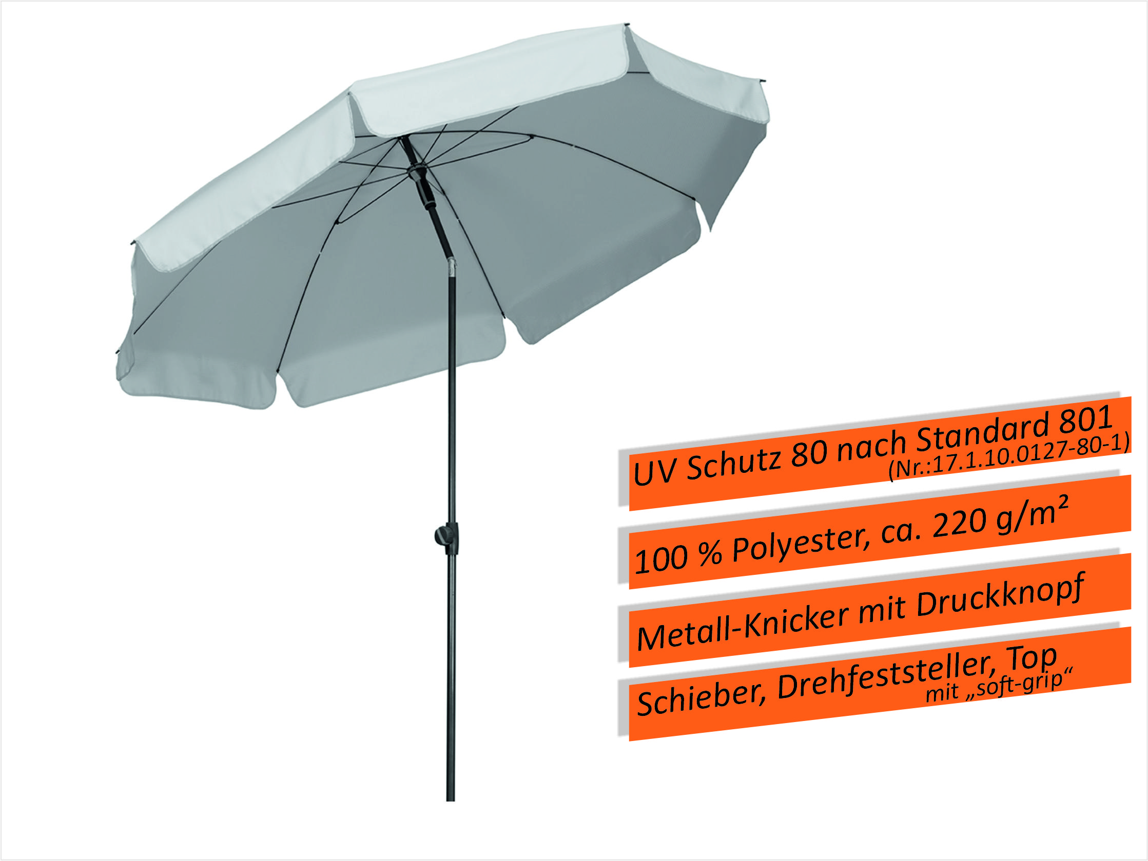 550309_6 Schneider Schirm "Aquila", Ø 200 cm, silbergrau