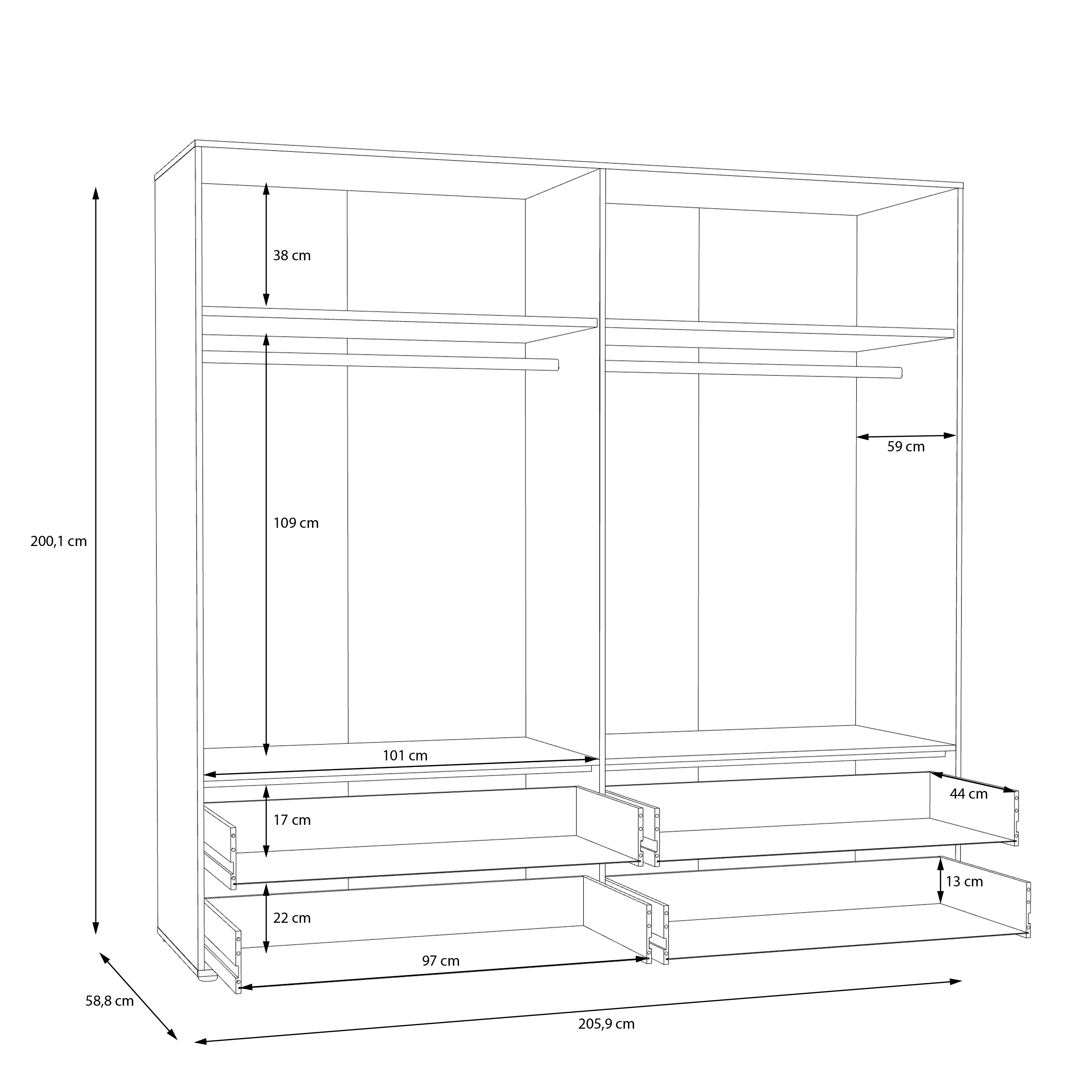 Forte Kleiderschrank MOKKARIS