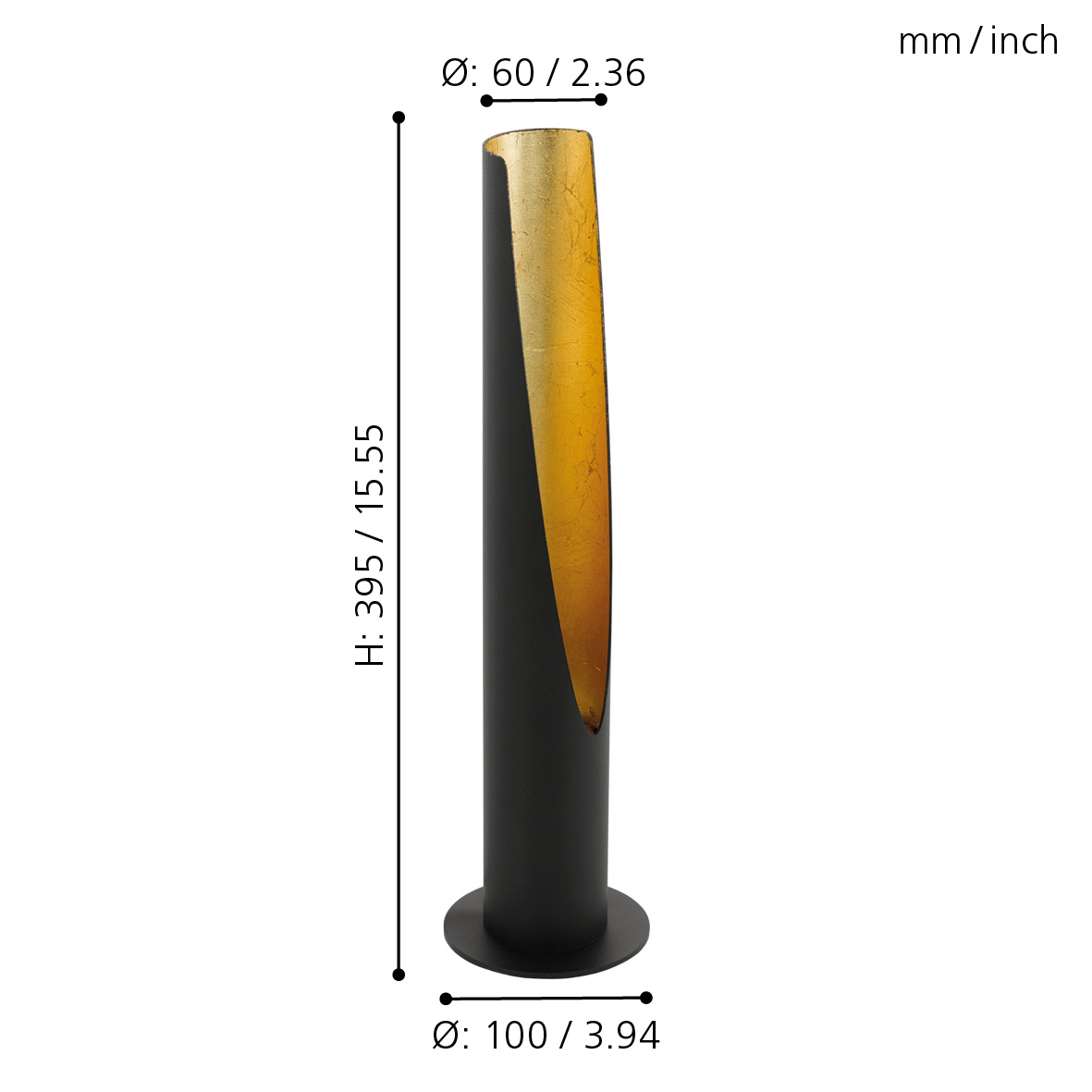 EGLO TISCHLEUCHTE 5W BARBOTTO STAHL SCHWARZ/GOLD