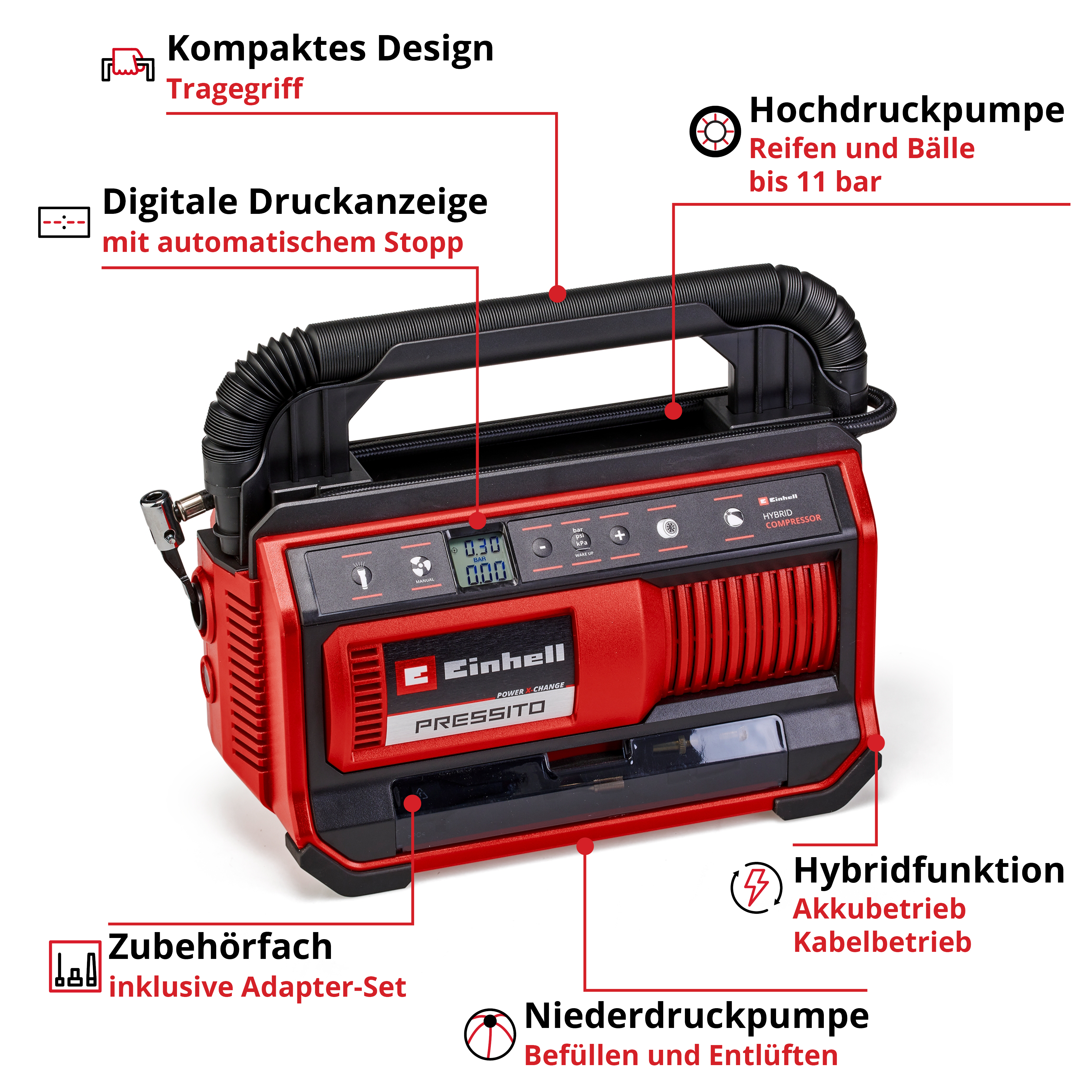 Einhell Hybrid-Kompressor PRESSITO 18/25 Hybrid