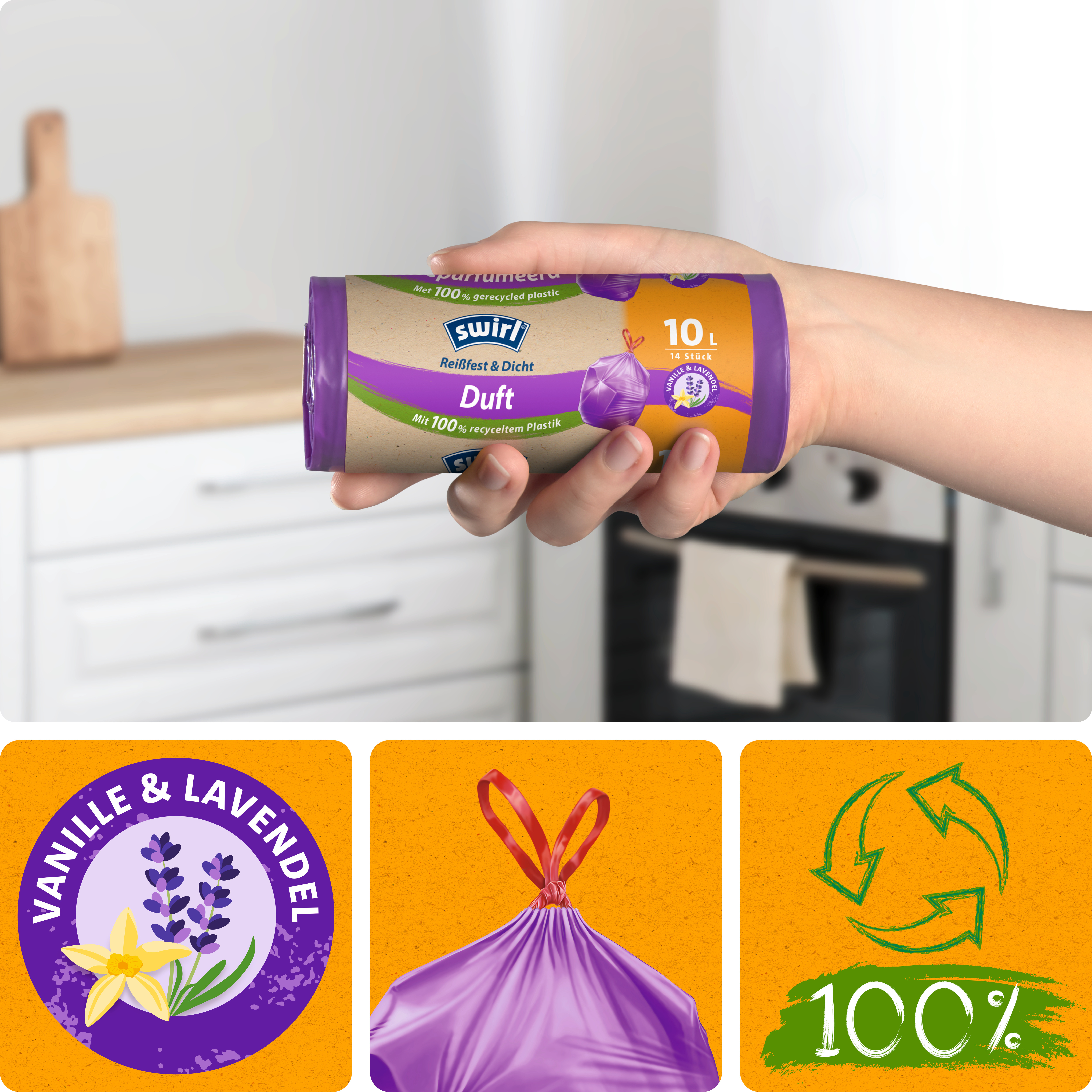 Swirl® Duft-Müllbeutel Vanille-Lavendel, 10 l Swirl® Duft-Müllbeutel Vanille-Lavendel, 10 l
