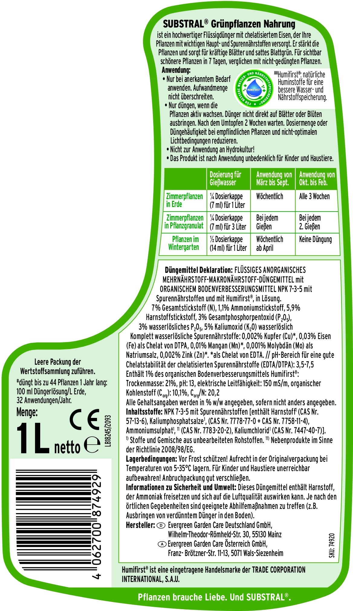 Substral Grünpflanzen Nahrung - 1 L Substral Grünpflanzen Nahrung - 1 L