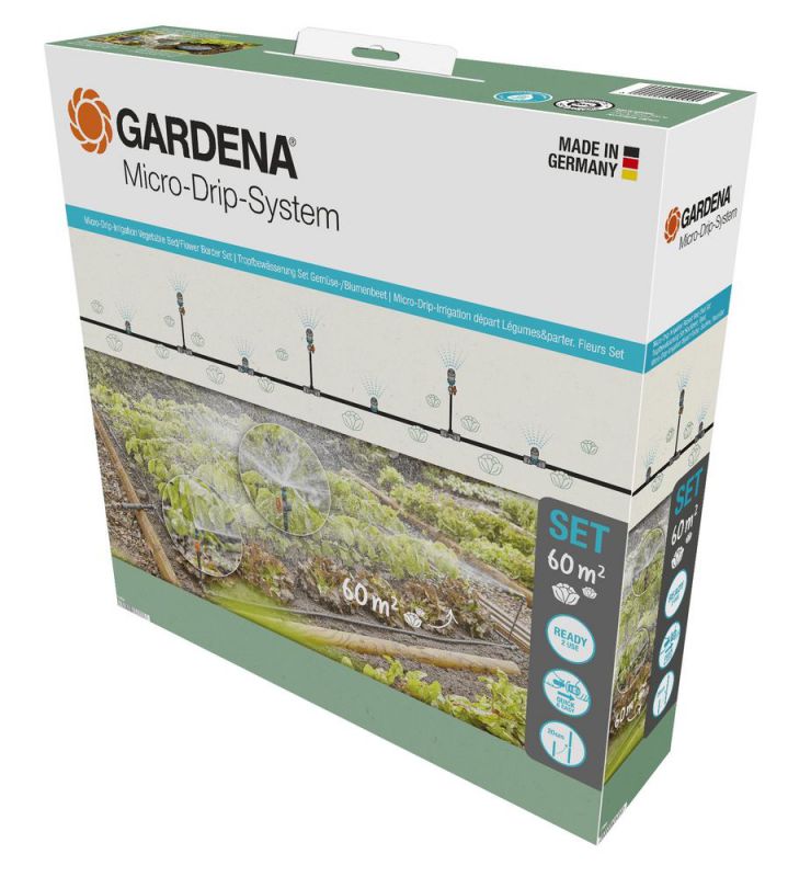 Gardena Micro-Drip-System Tropfbewässerung Set Gemüse-/Blumenbeet (60 m²) Gardena Micro-Drip-System Tropfbewässerung Set Gemüse-/Blumenbeet (60 m²)