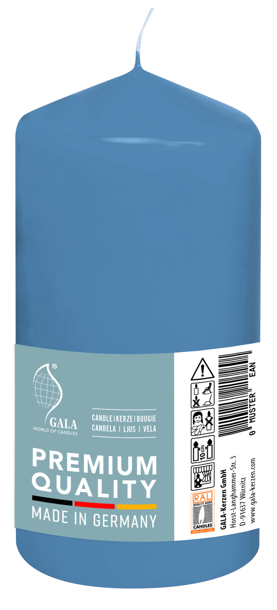 Gala Stumpenkerze 60/130, Soda blau Gala Stumpenkerze 60/130, Soda blau