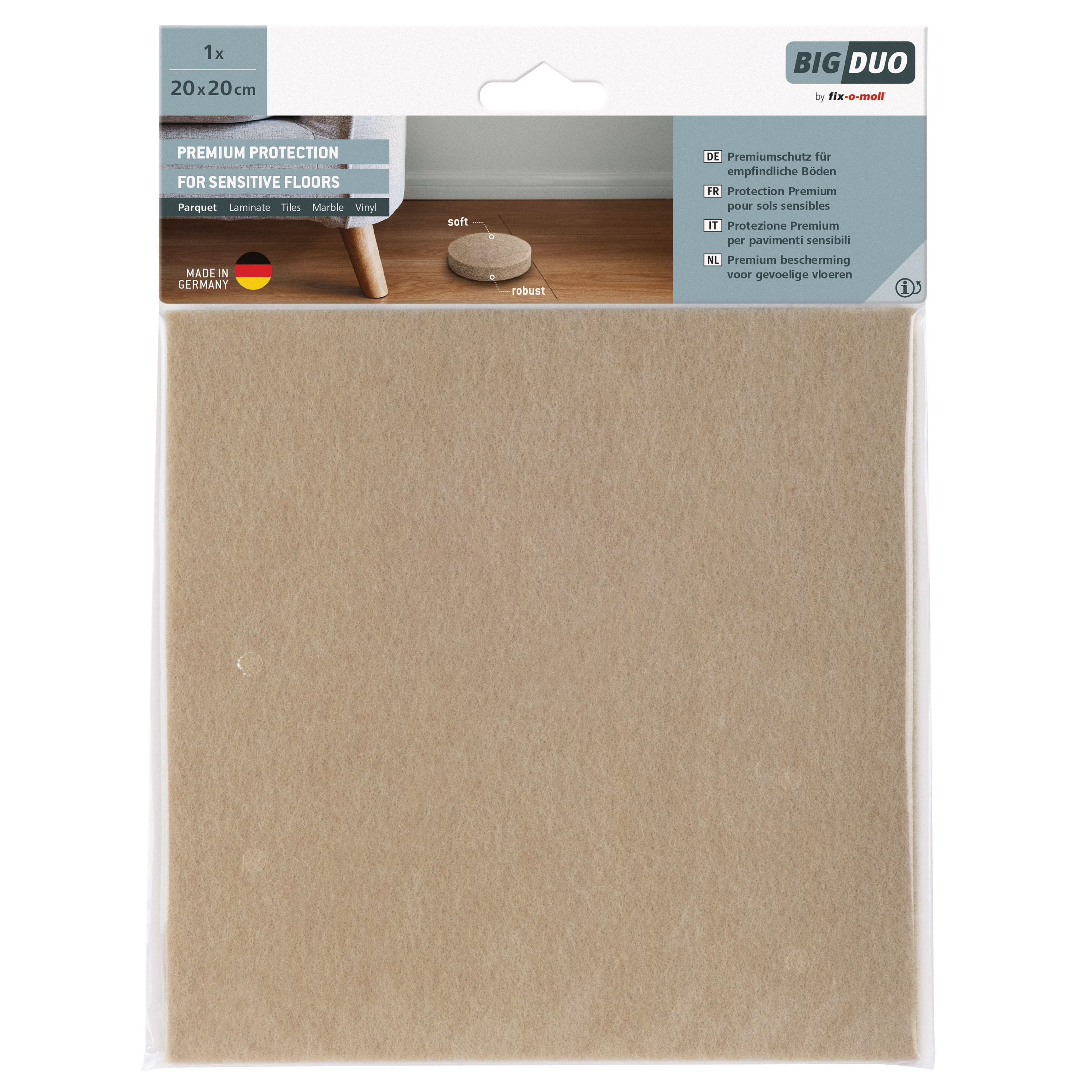 fix-o-moll BigDuo Parkett-Gleiter, 200 x 200 mm, 1 Stück