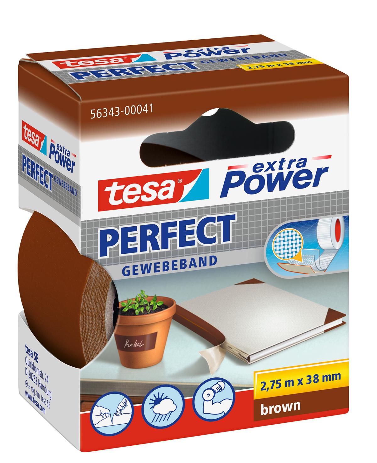 tesa_563430004103_LI444_left_pa tesa extra Power Perfect Gewebeband, braun, 2,75 m