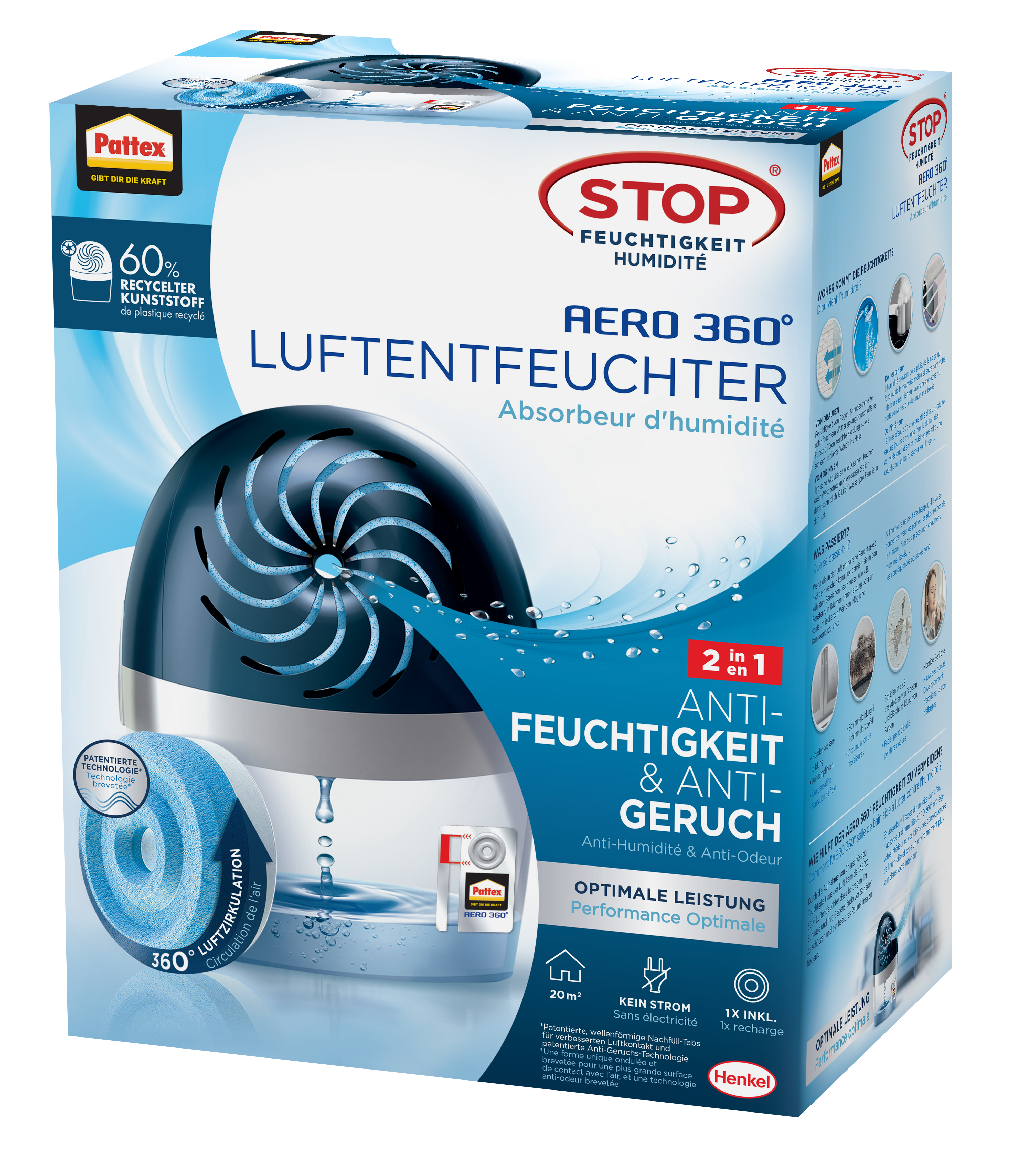 Pattex Aero 360° Luftentfeuchter inkl. Tab 450 g