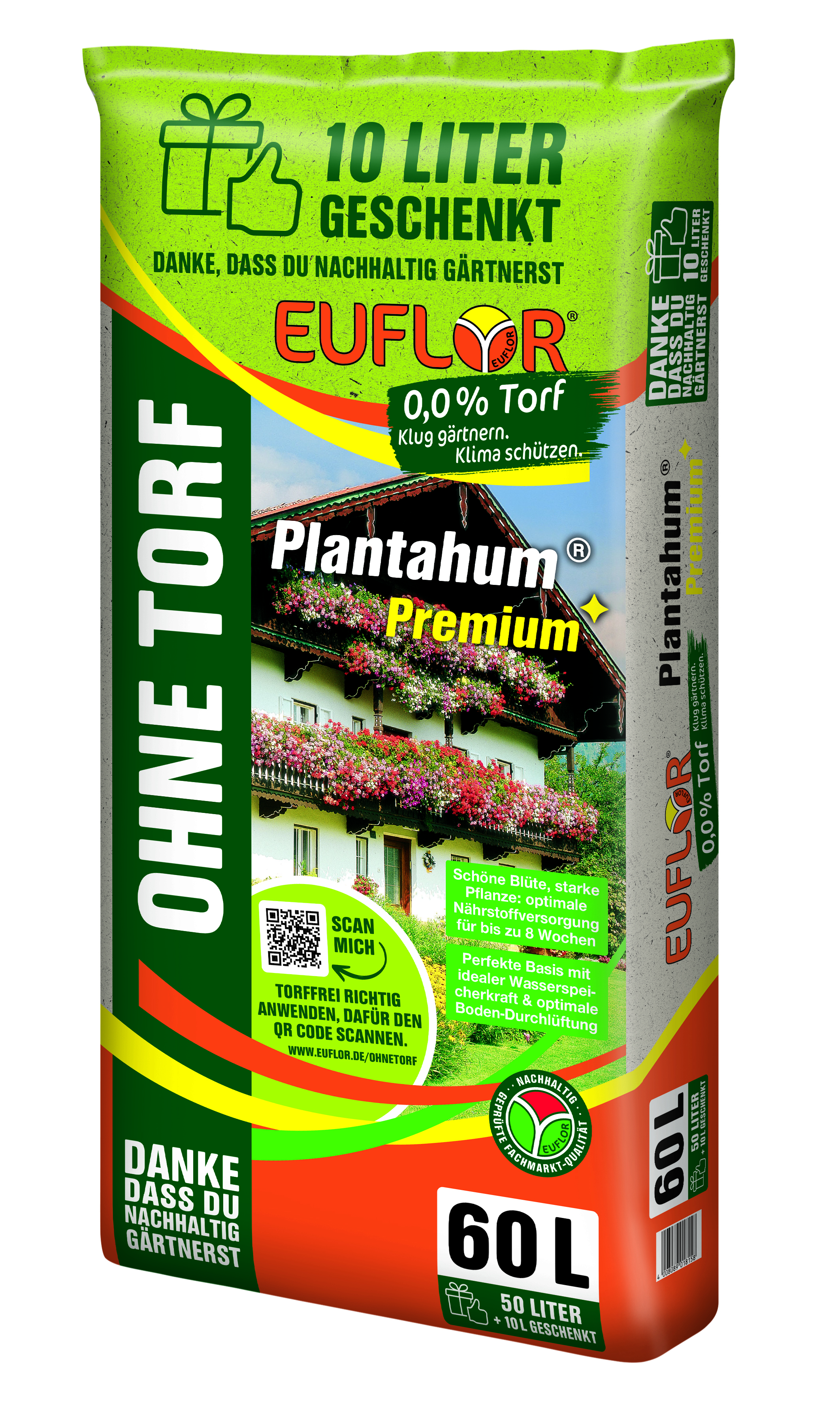 Eurflor Plantahum Premium torffrei 50+10 l Sack Aktionsartikel