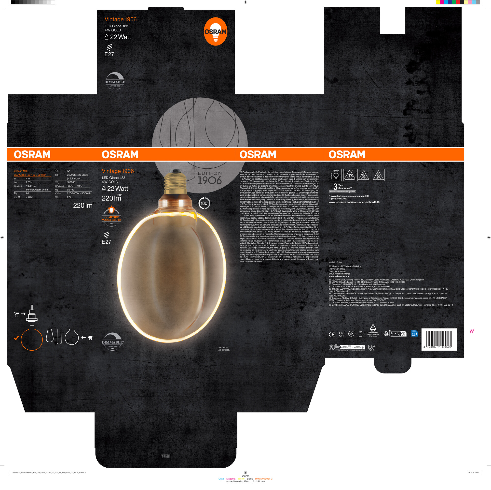 Osram Vintage 1906 LED Lampe O-Form, warmweiß