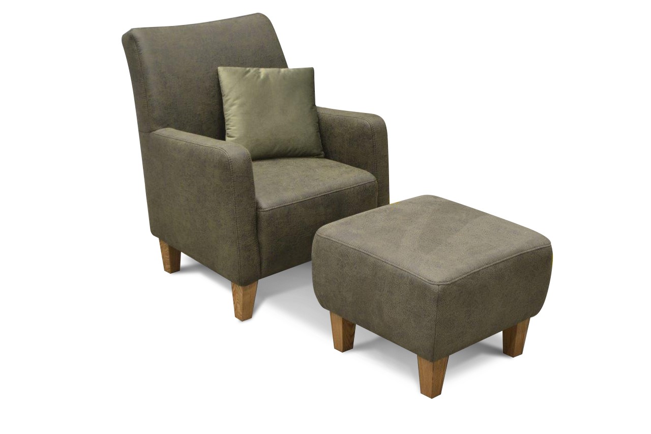 Bosse_Sessel_Hocker_Taurus_olive_Fuss_Eiche_geolt sit&more Sessel Bosse