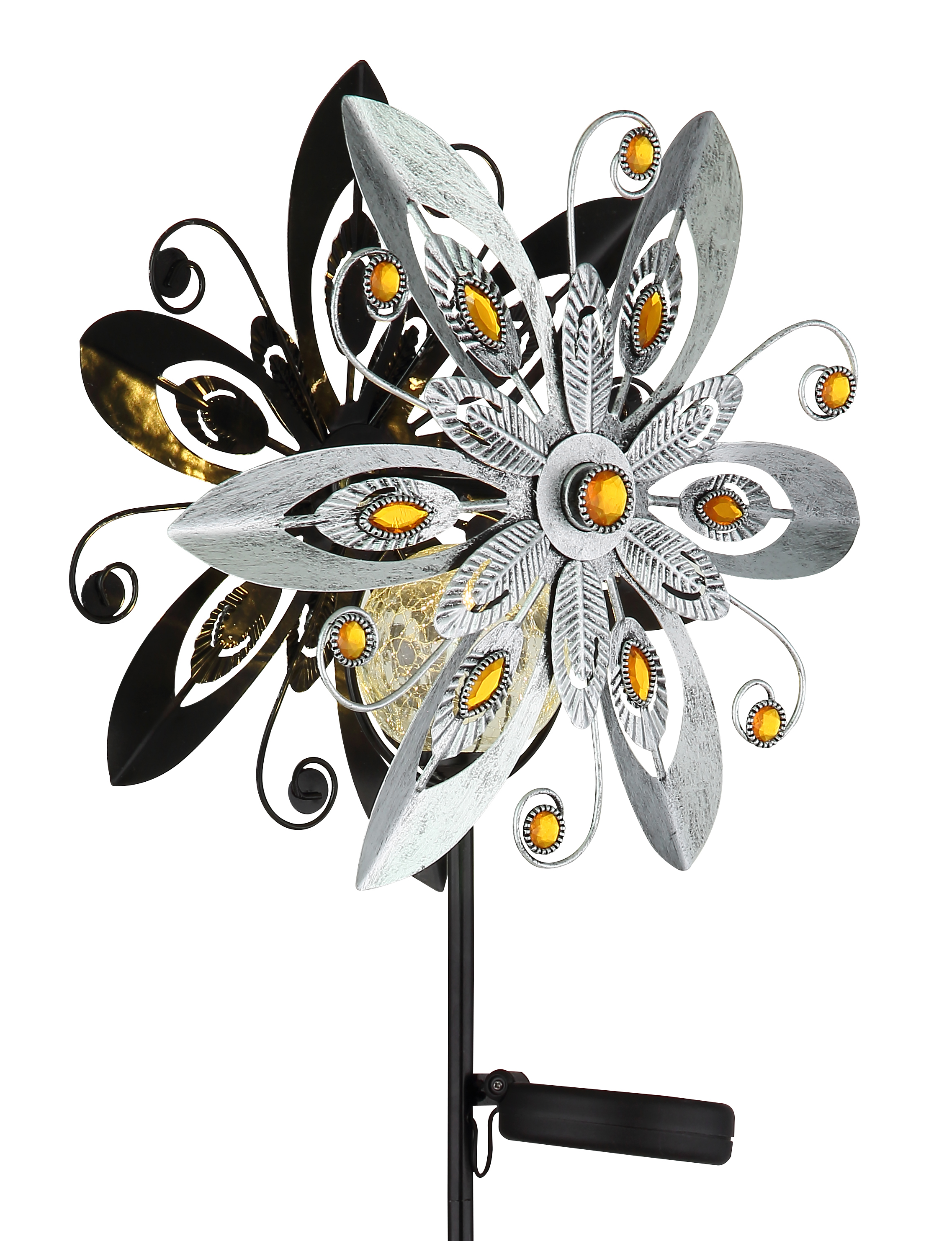 Globo Solarleuchte Metall silbergrau, 1xLED