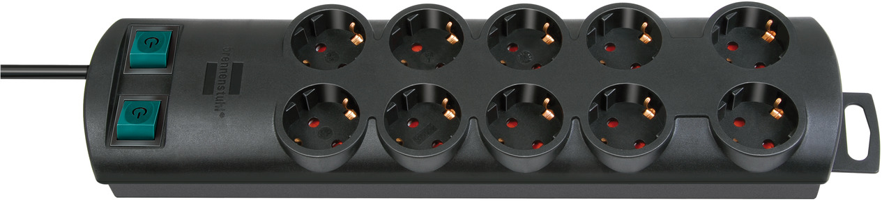 Brennenstuhl Steckdosenleiste mit Schalter, 10fach, schwarz