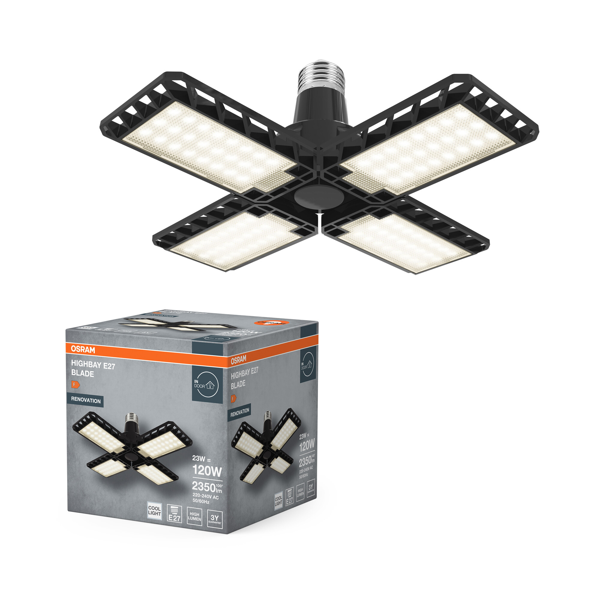 Osram Highbay Blade Deckenlampe mit Flügeln, E27, 23W
