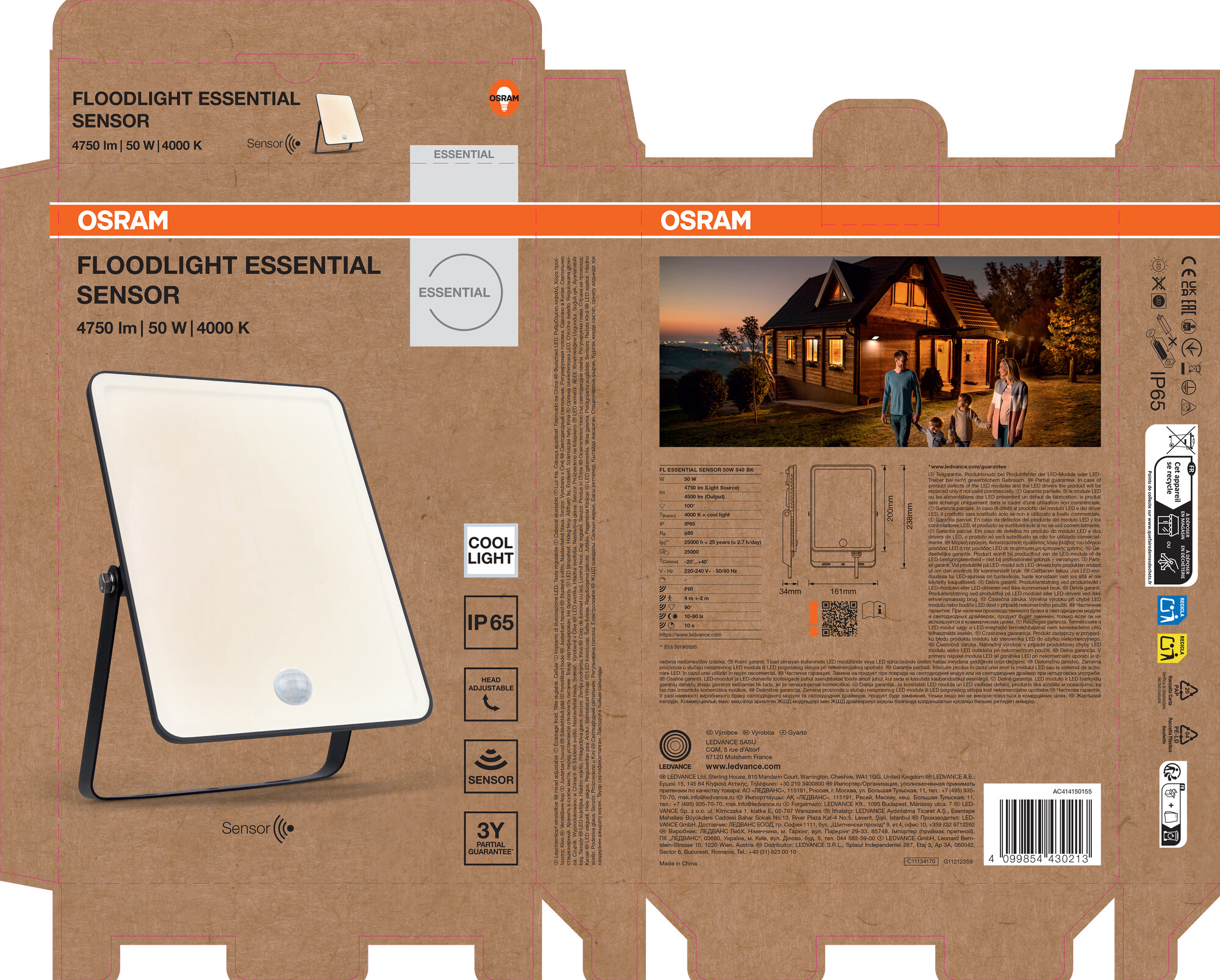 Osram Fluchtlicht Essential LED-Strahler, 50W, schwarz