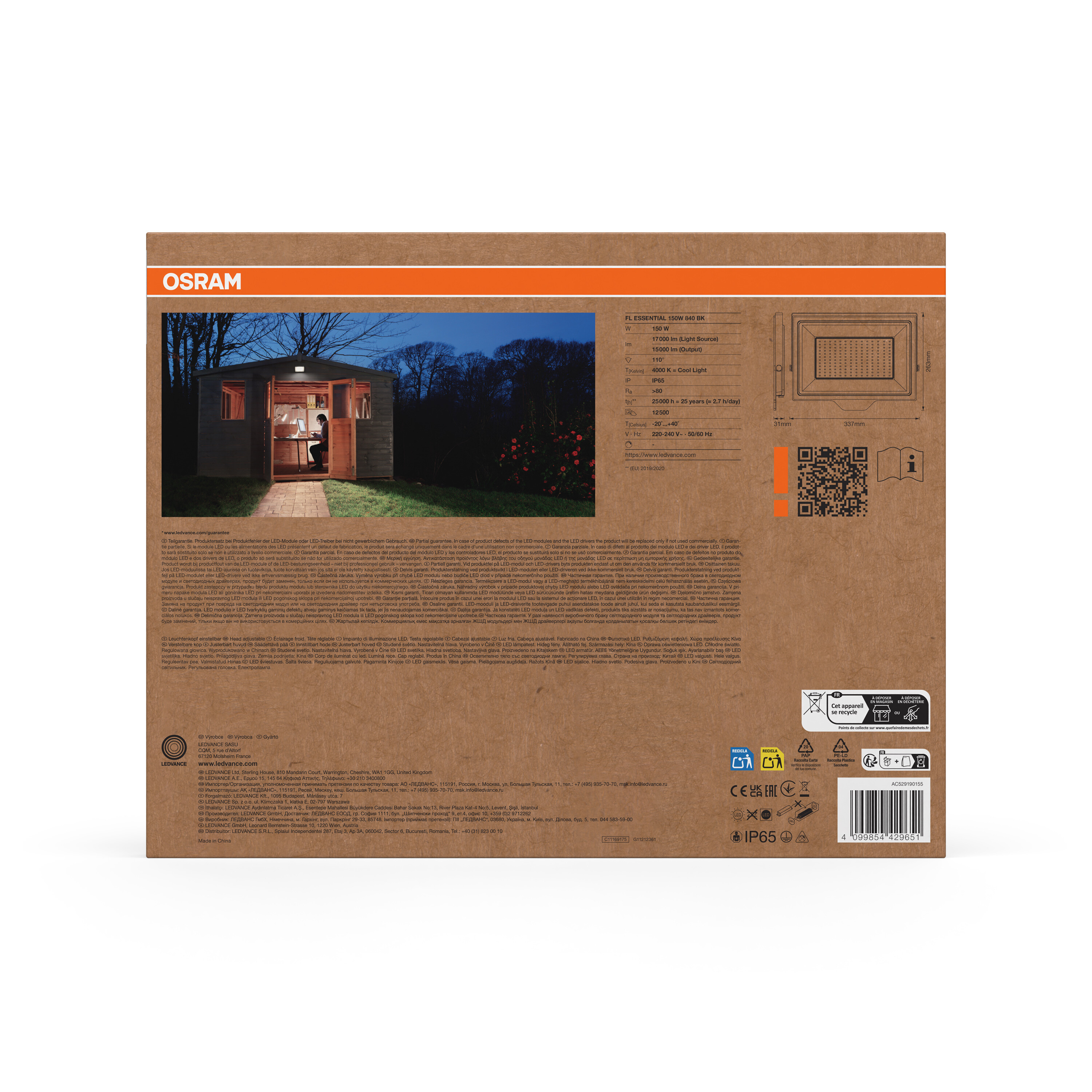 Osram Flutlicht Essential, 150W, schwarz