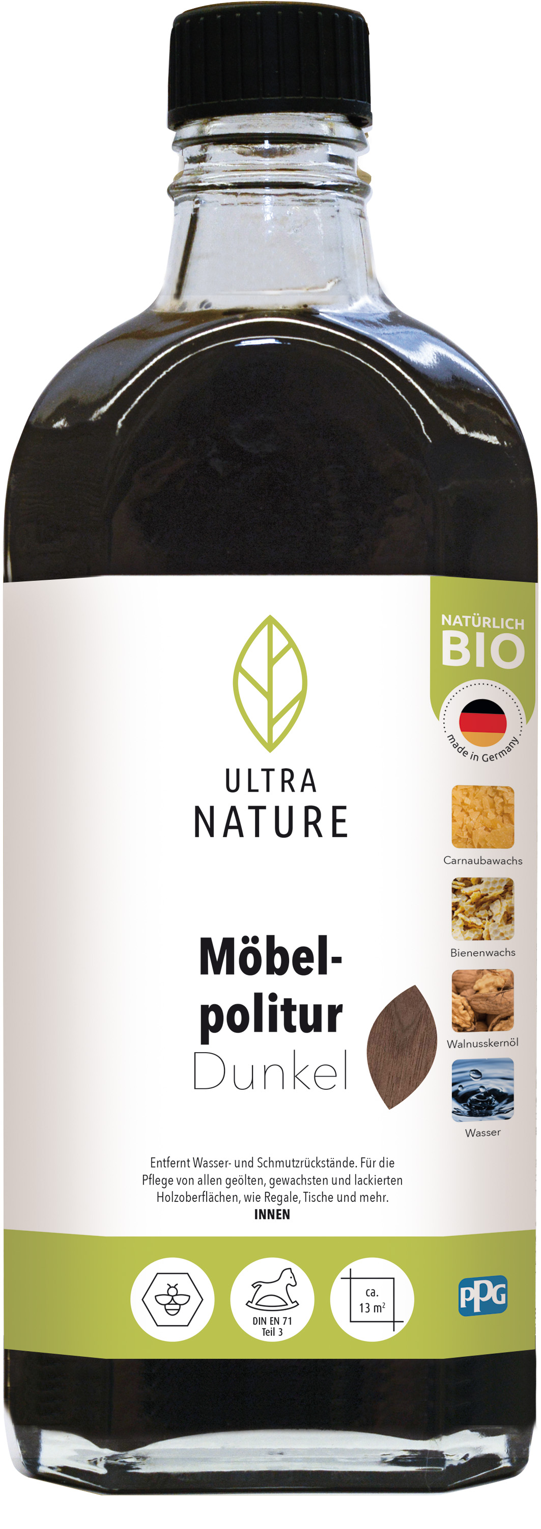 Ultra Nature Möbelpolitur Dunkel, 0,25 l Ultra Nature Möbelpolitur Dunkel, 0,25 l