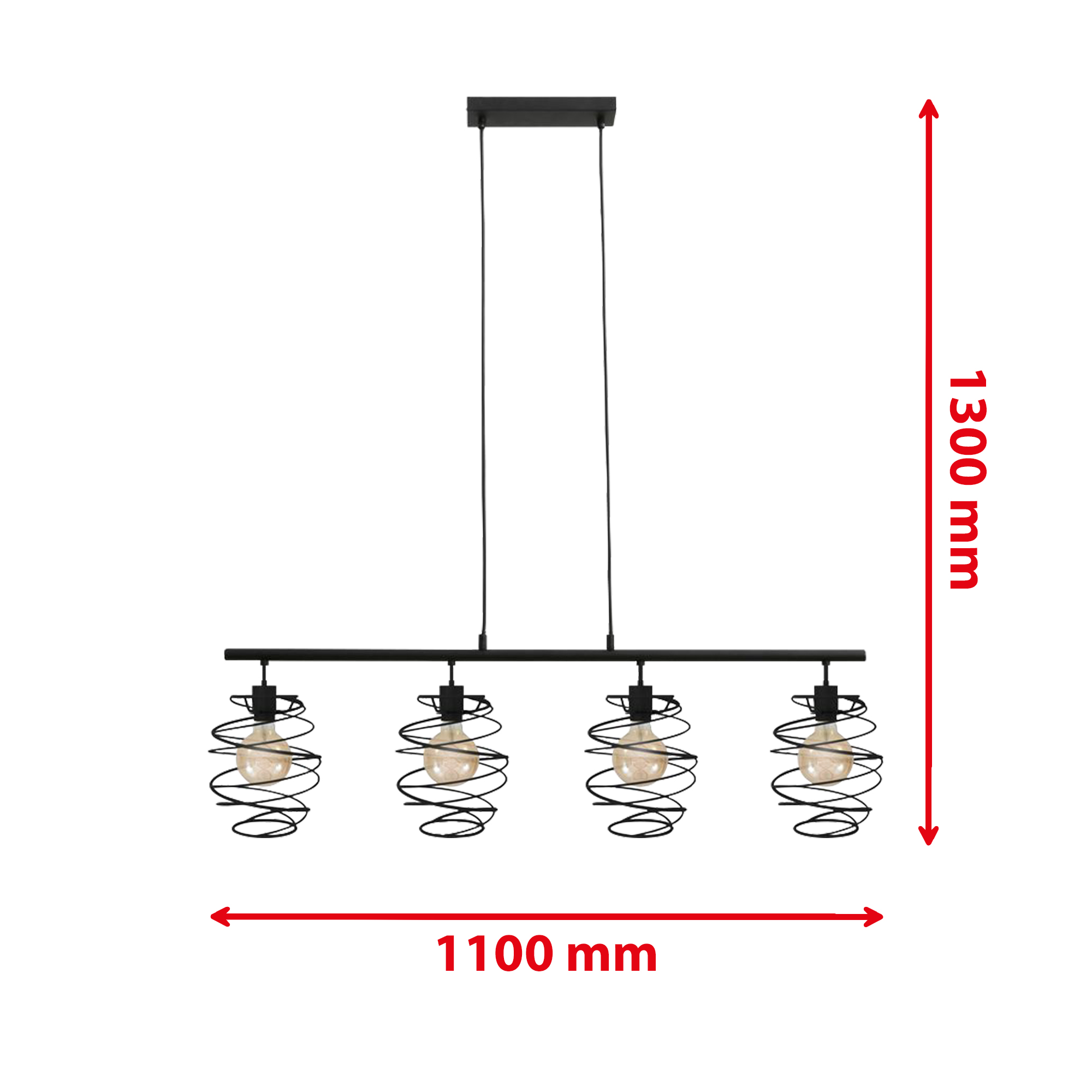 172542-3 BRILONER HÄNGELEUCHTE 4XE27 BLACK STEEL FEDERDESIGN