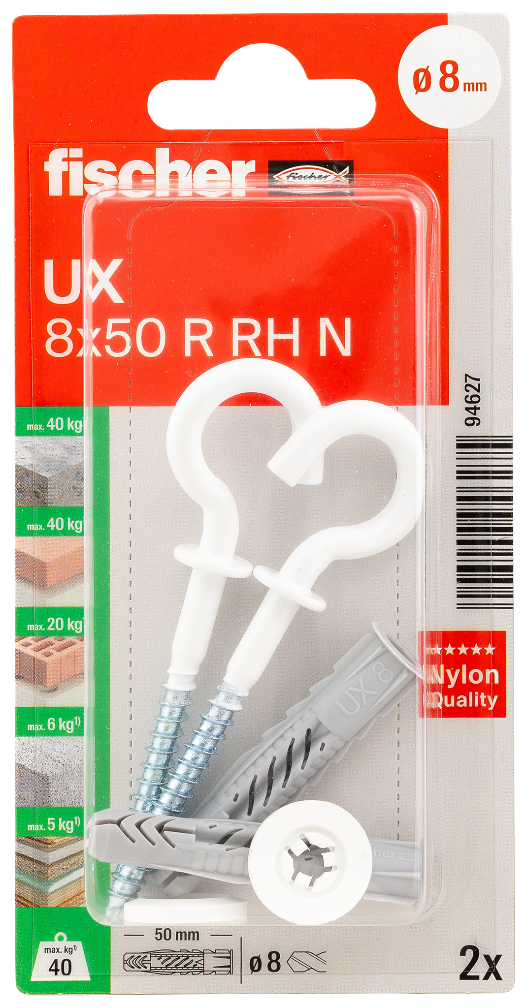 fischer Universaldübel UX 8 x 50 RH N K (2) fischer Universaldübel UX 8 x 50 RH N K (2)