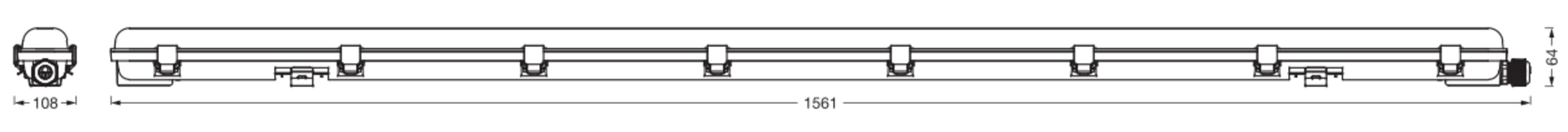 Osram Feuchtraumlampe Essential, 150 cm, 2X19W