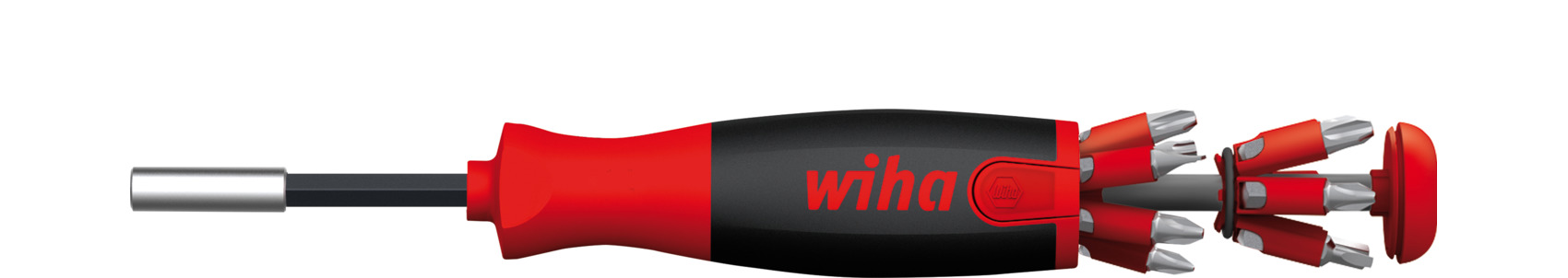 Wiha Schraubendreher mit Bit Magazin LiftUp 25 magnetisch, gemischt mit 12 Bits, 1/4" in Blister