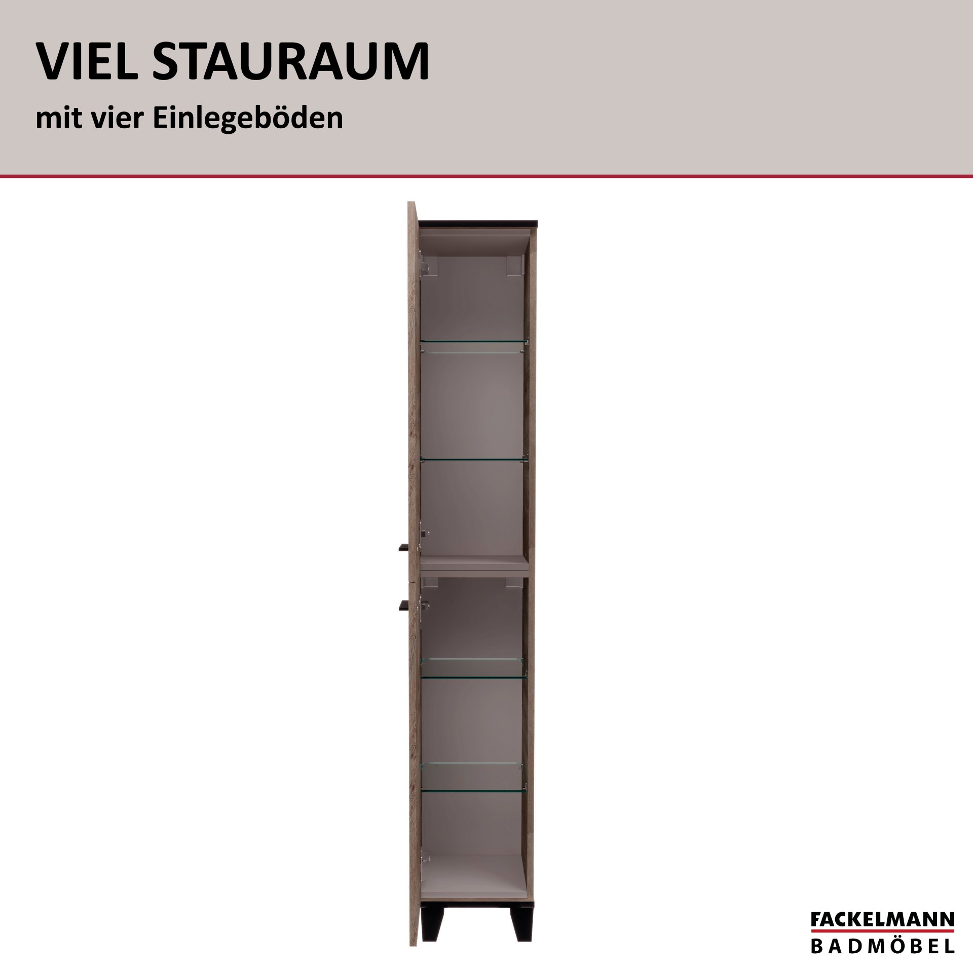 Fackelmann TE-A Hochschrank, 302 x 1752 x 320 mm, Nature-Oak-Optik