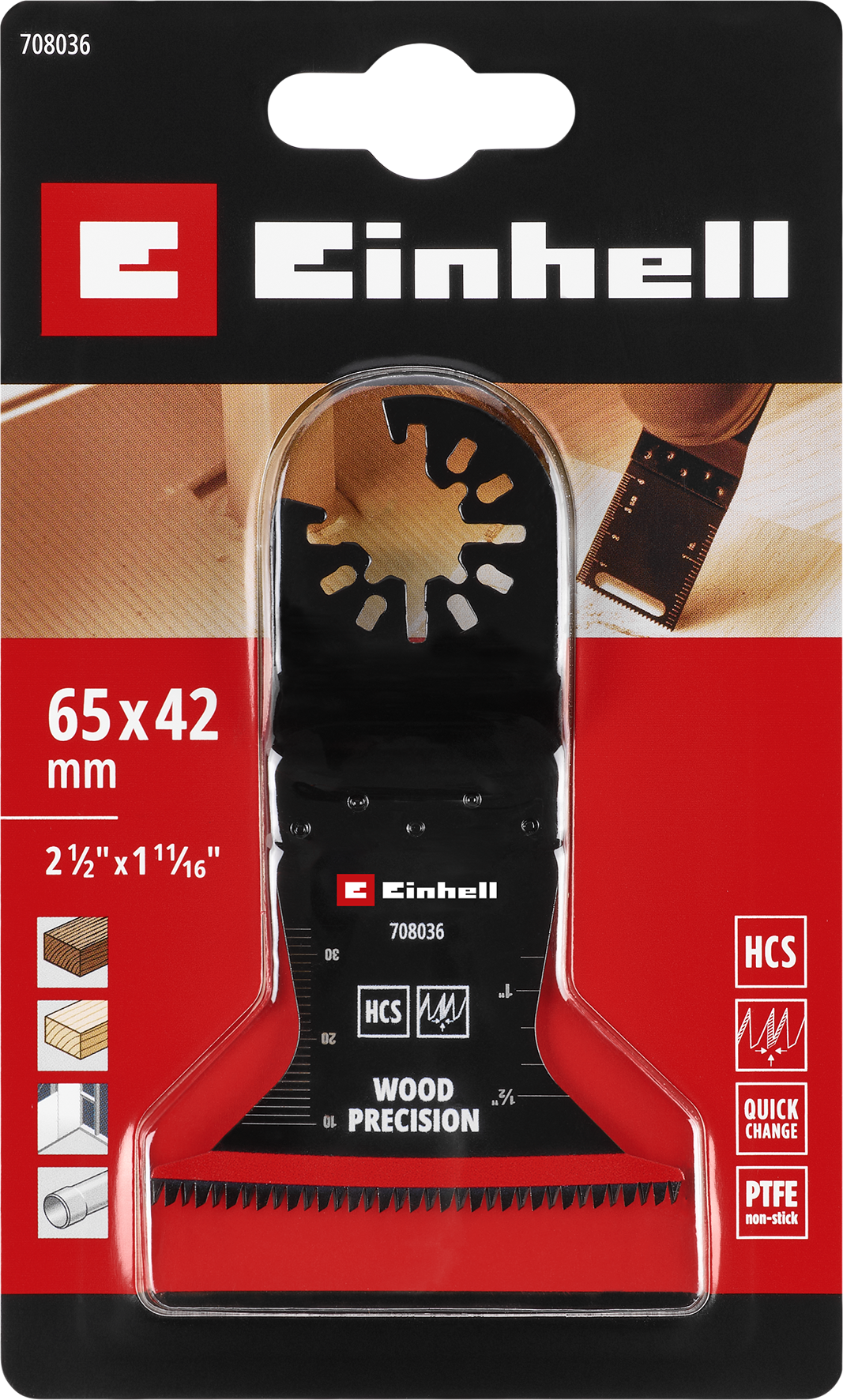 Einhell HCS-Tauchsägeblatt mit Universalaufnahme und Japanzahnung, curved, 65 x 42 mm