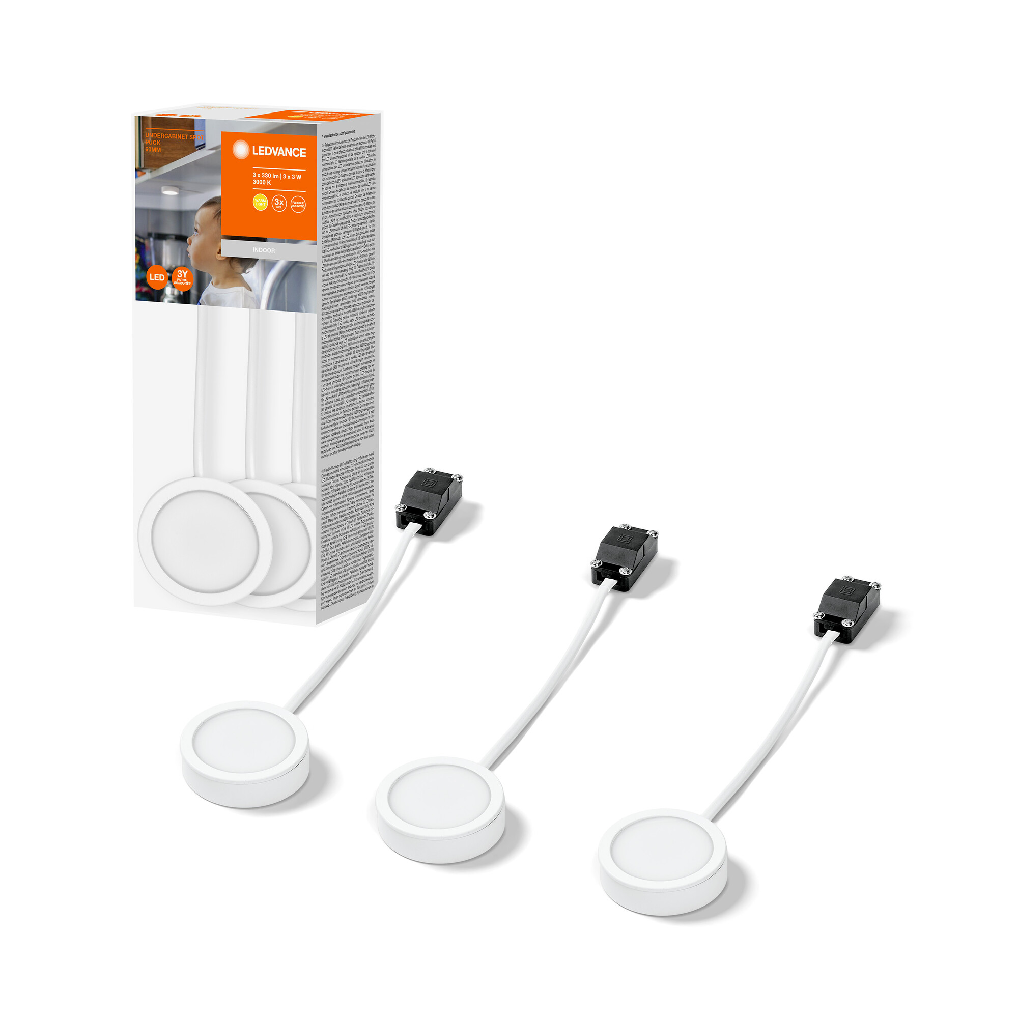 LEDVANCE Unterschrankleuchte Undercabinet Spot Puck, 65 mm, 3x3W, Weiß LEDVANCE Unterschrankleuchte Undercabinet Spot Puck, 65 mm, 3x3W, Weiß