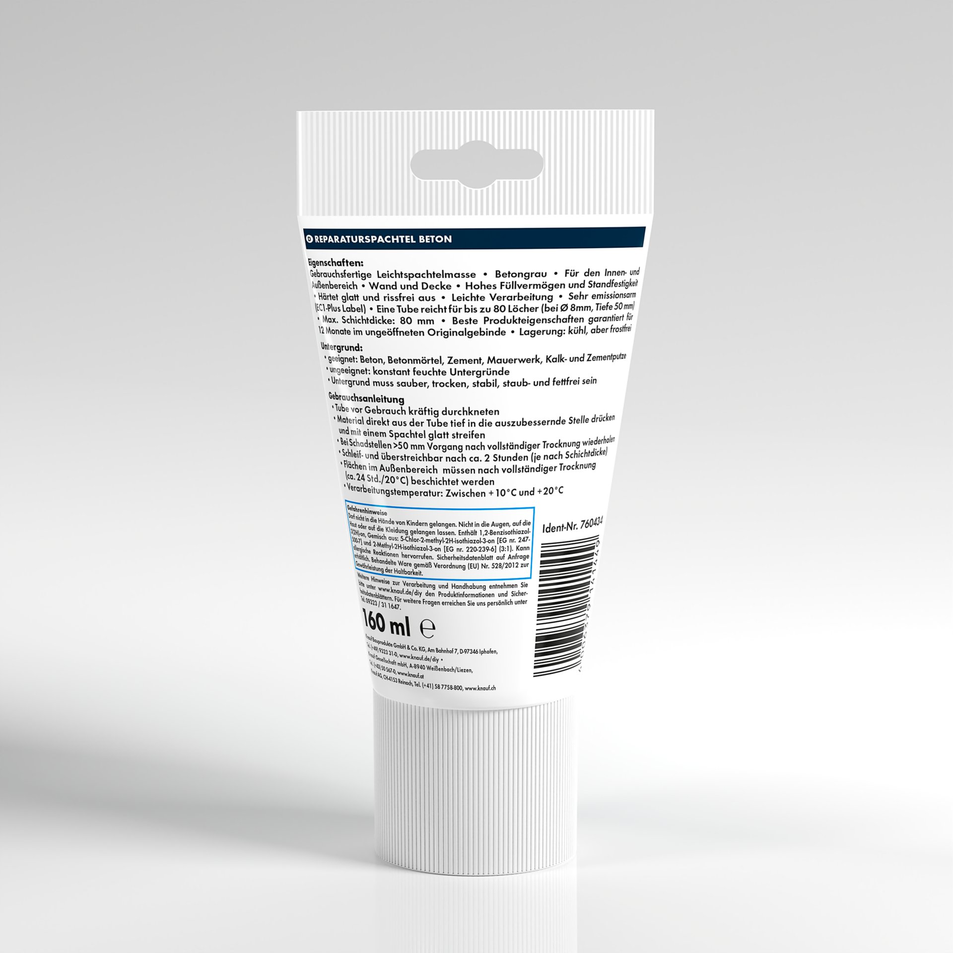 Knauf reparaturspachtel beton, 160 ml Knauf reparaturspachtel beton, 160 ml