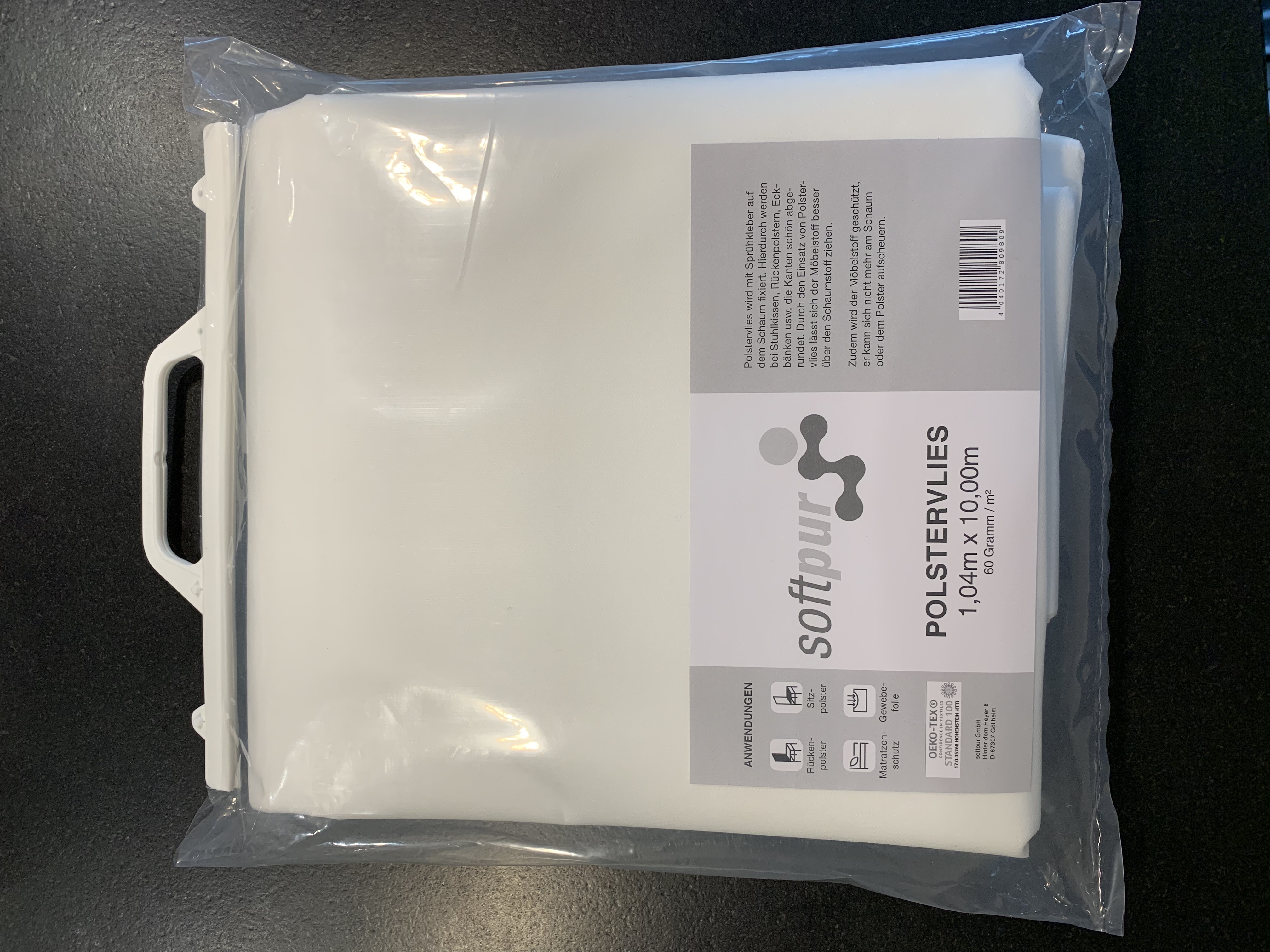 Softpur Polstervlies, 1,04 x 10 m, 60g/qm Softpur Polstervlies, 1,04 x 10 m, 60g/qm