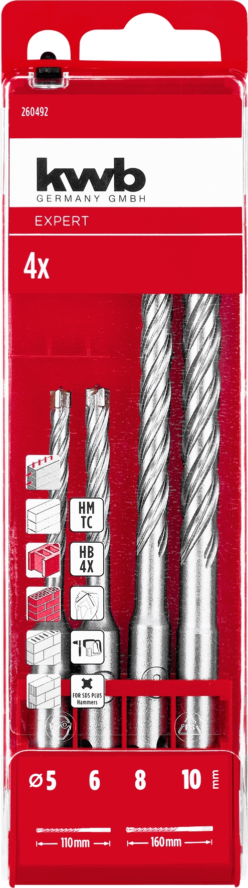 Kwb Hammerbohrer-Set HB4X, 5-10/110+160 mm