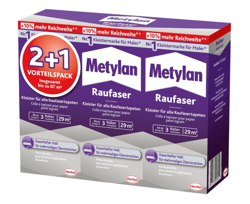 Metylan Raufaser, weiß, 3 x 180 g