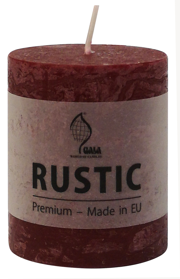 277818_04891021006 GALA STUMPENKERZE RUSTIC 68/80, BORDEAUX