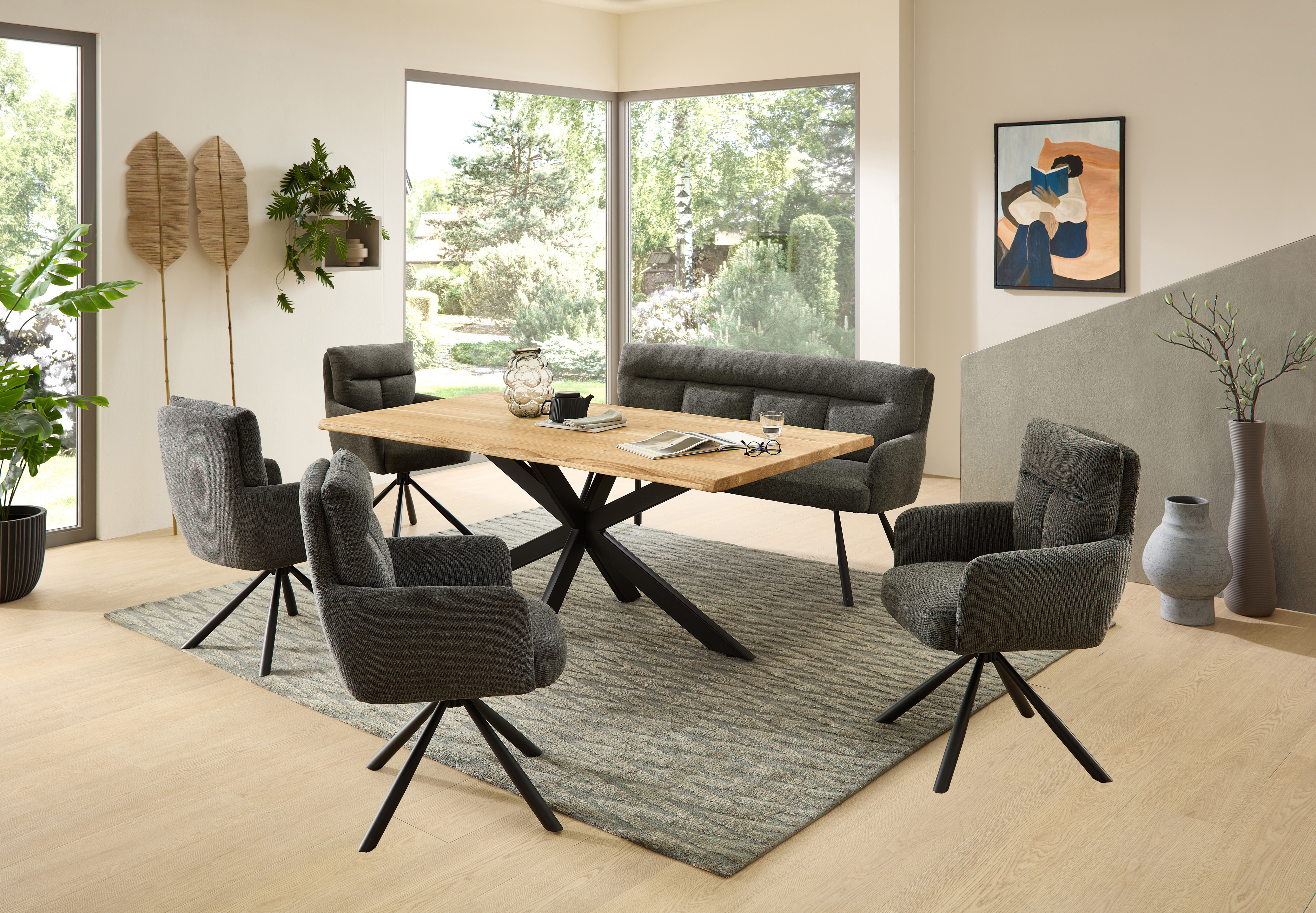 Stolkom Armlehnstuhl Sofia mit Strukturstoffbezug, grau Stolkom Armlehnstuhl Sofia mit Strukturstoffbezug, grau