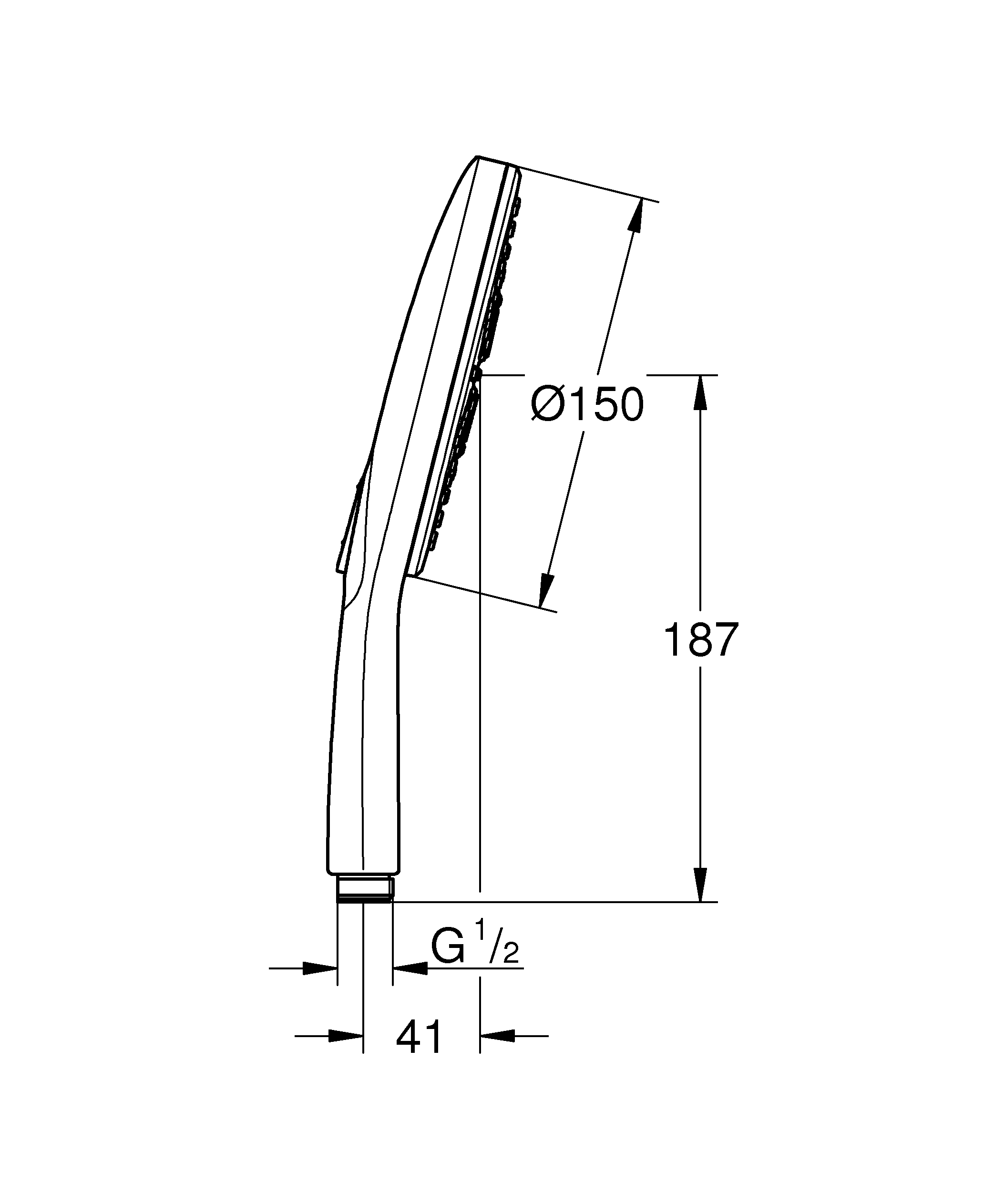 744922_02-Masszeichnung FRIEDRICH GROHE  VITALIO SMARTACTIVE 150 HANDBRAUSE  3S