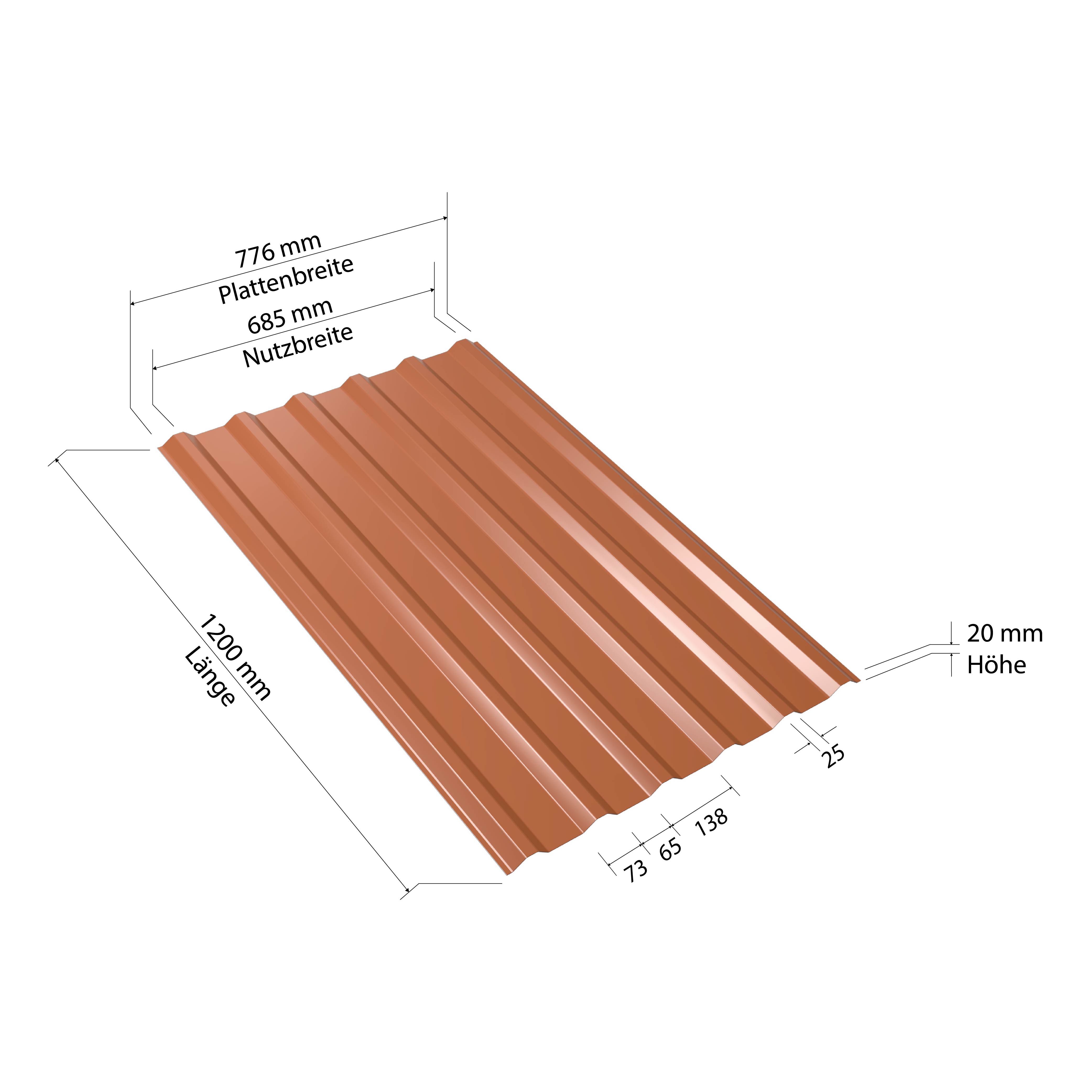 Weckman Trapezblech-Mini W20, ziegelrot, 1200 x 776 x 0,5 mm