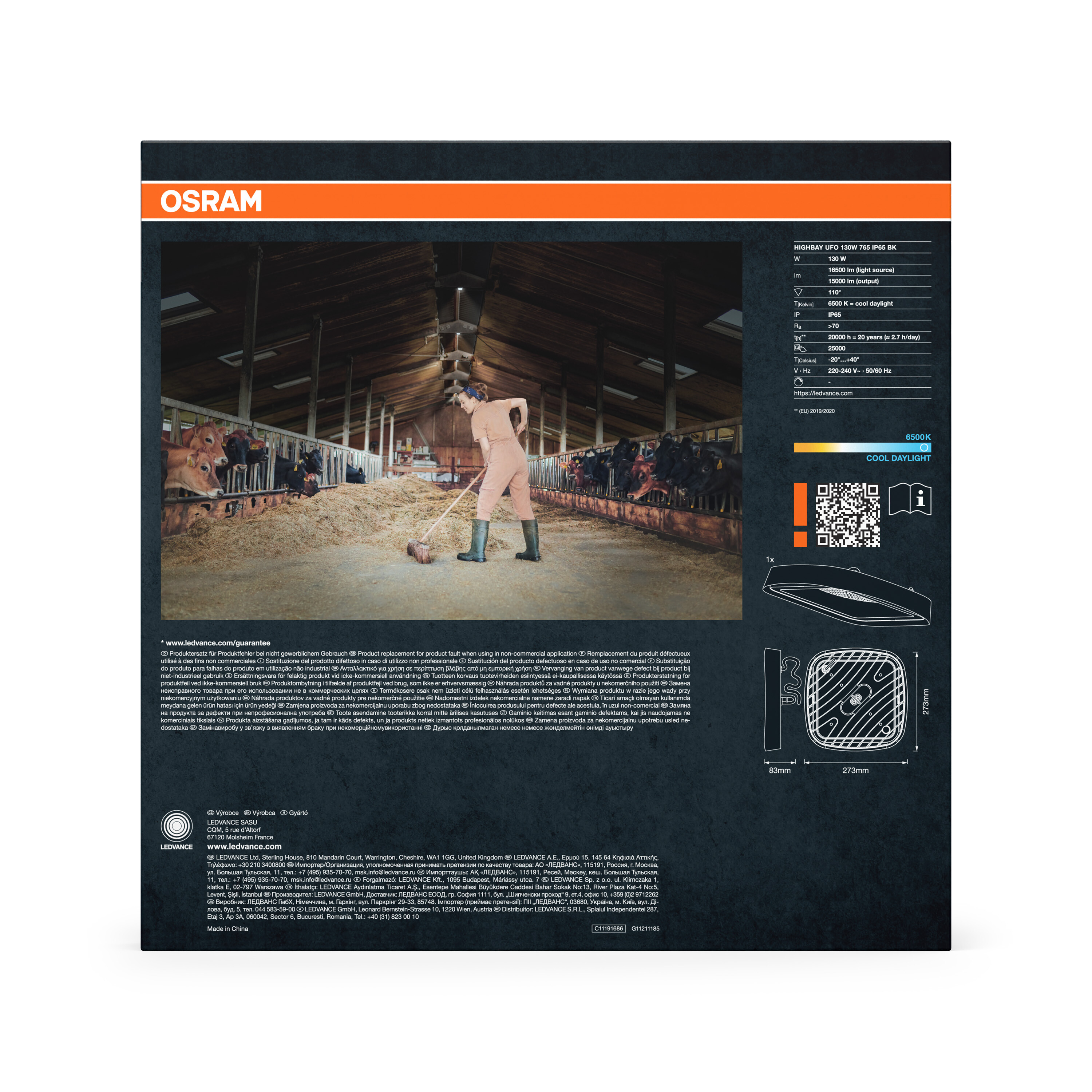 Osram Highbay Ufo Deckenleuchte, 130W, IP65, schwarz