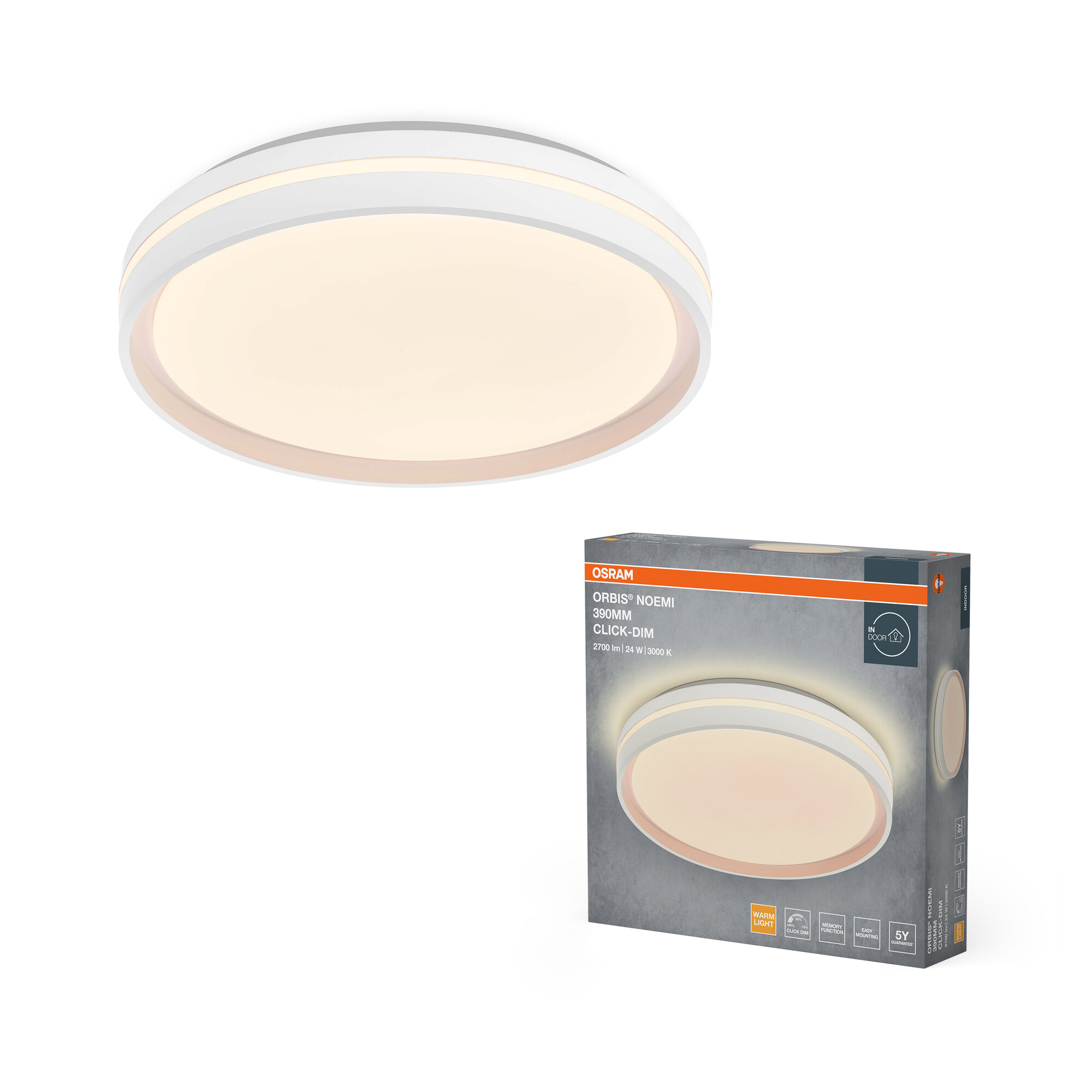 Osram Led Deckenleuchte "Orbis Noemi", 390 mm, 24W, 830, weiß