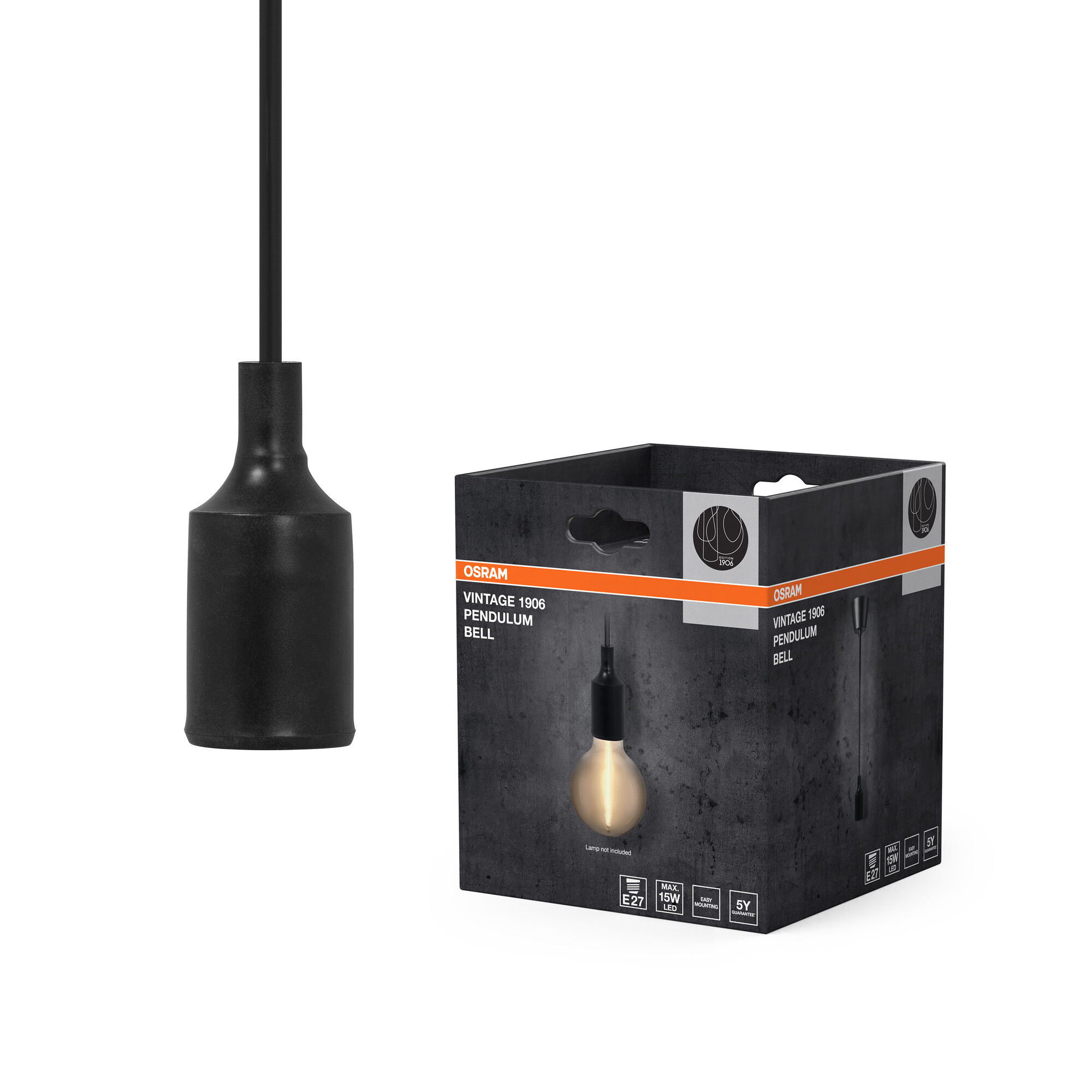 Osram Vintage 1906 Pendelleuchte Bell E27, schwarz