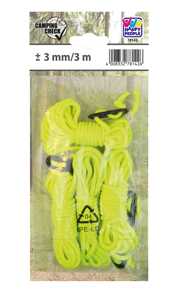 Happy Abspannleine neongelb, 3 m Happy Abspannleine neongelb, 3 m