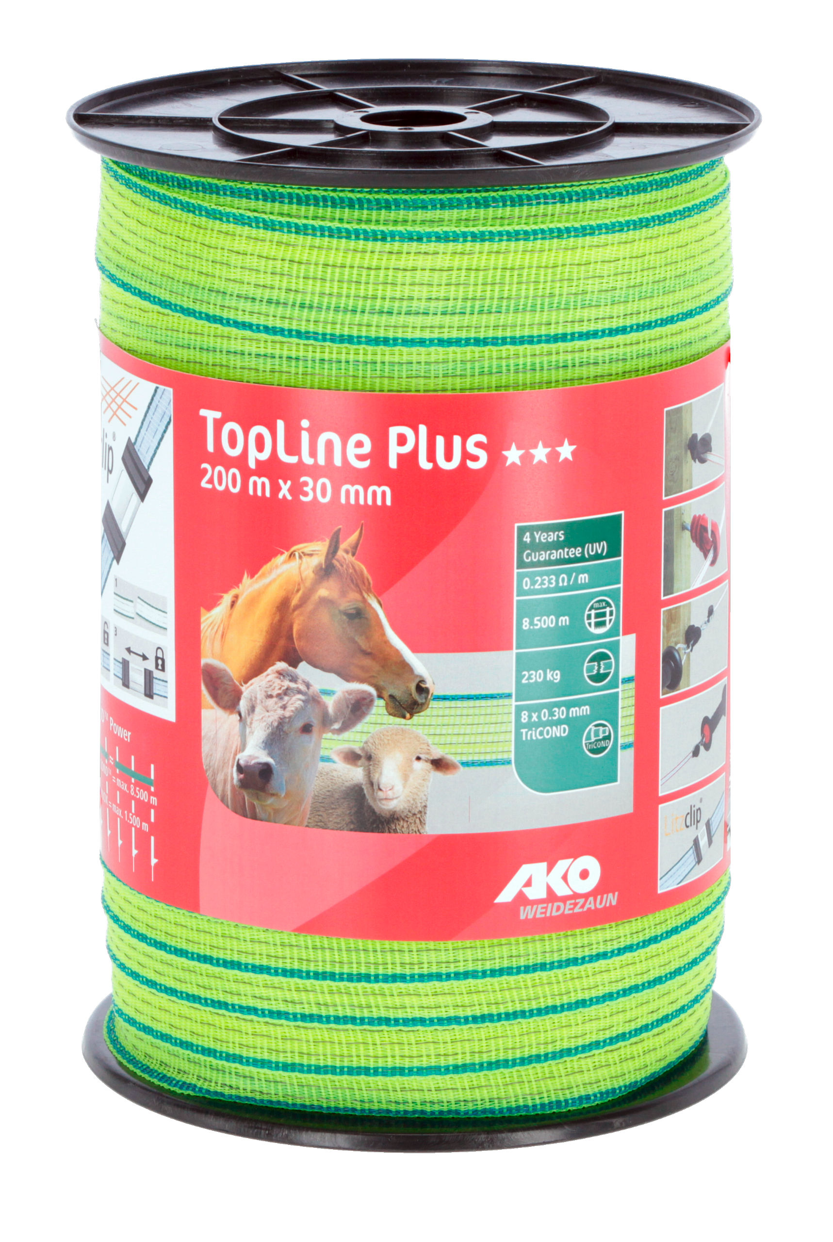 Kerbl Band TopLine Plus, 200m, 30mm neongelb/blau 8x0,30mm TriCond