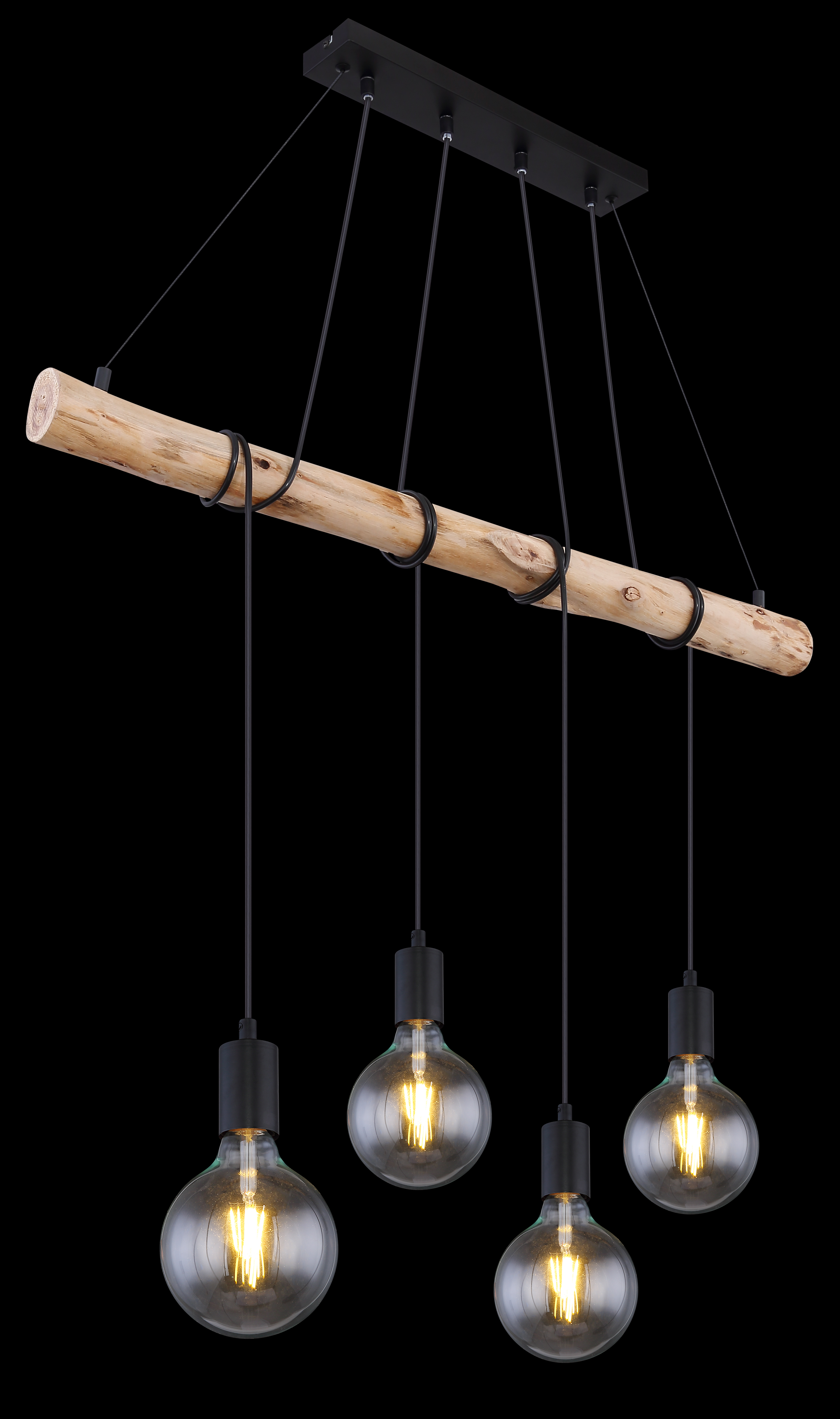 15439-4_ax Globo Pendelleuchte, Holz/Metall, schwarz, matt