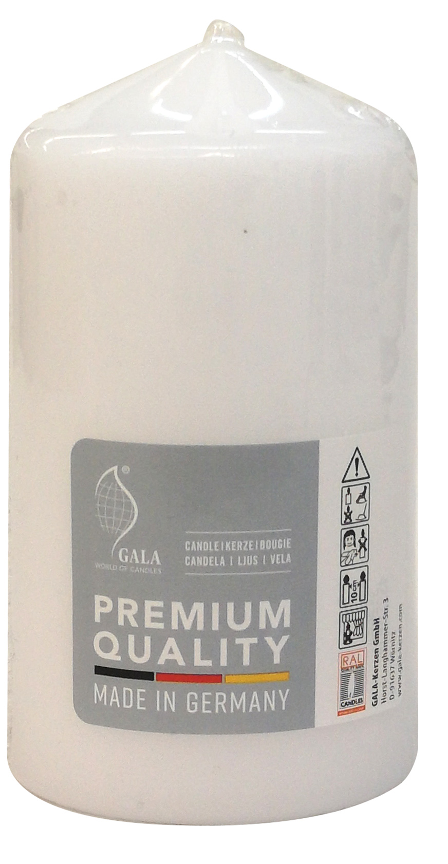 GALA STUMPENKERZE 80/150 WEIß