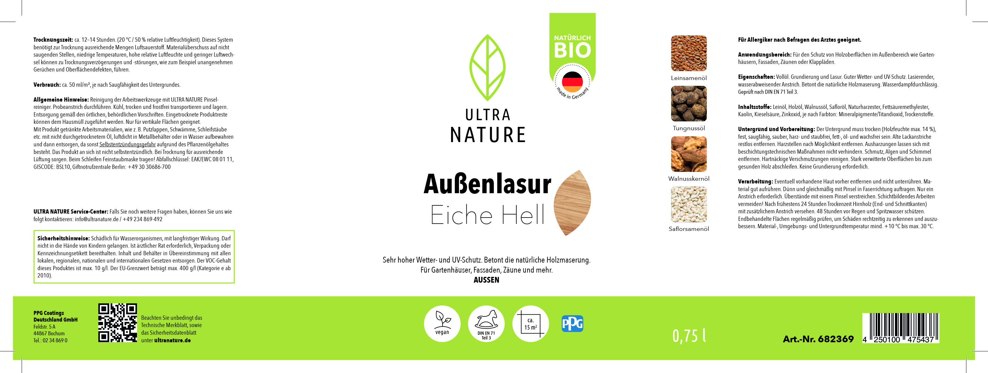 Ultra Nature Außenlasur Eiche hell, 0,75 l Ultra Nature Außenlasur Eiche hell, 0,75 l