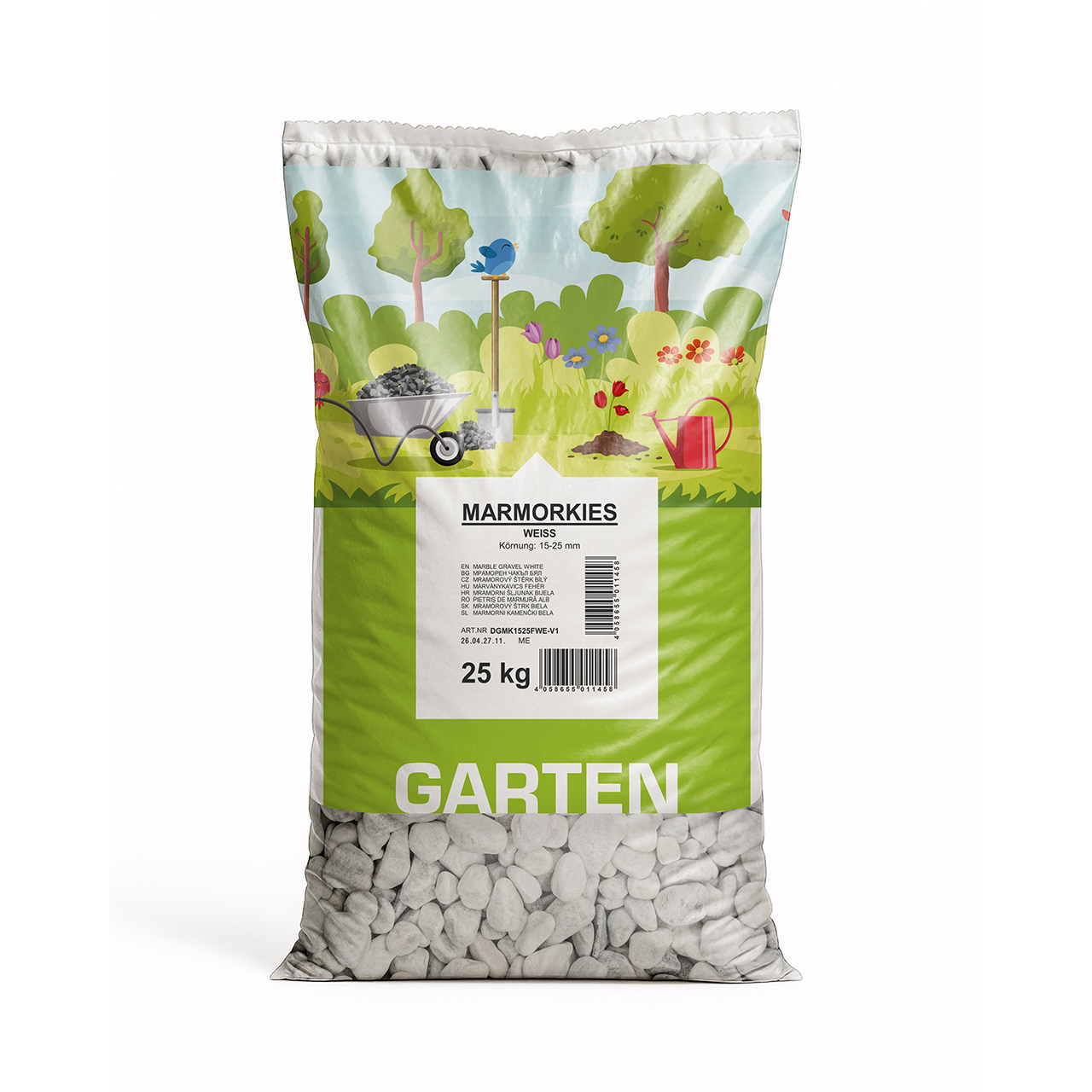 Min2C Marmorkies 15-25, weiß, 25 kg