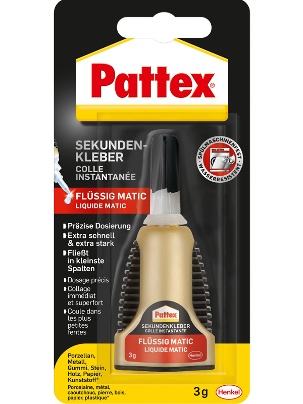 Pattex Sekundenkleber Matic flüssig, 3 g