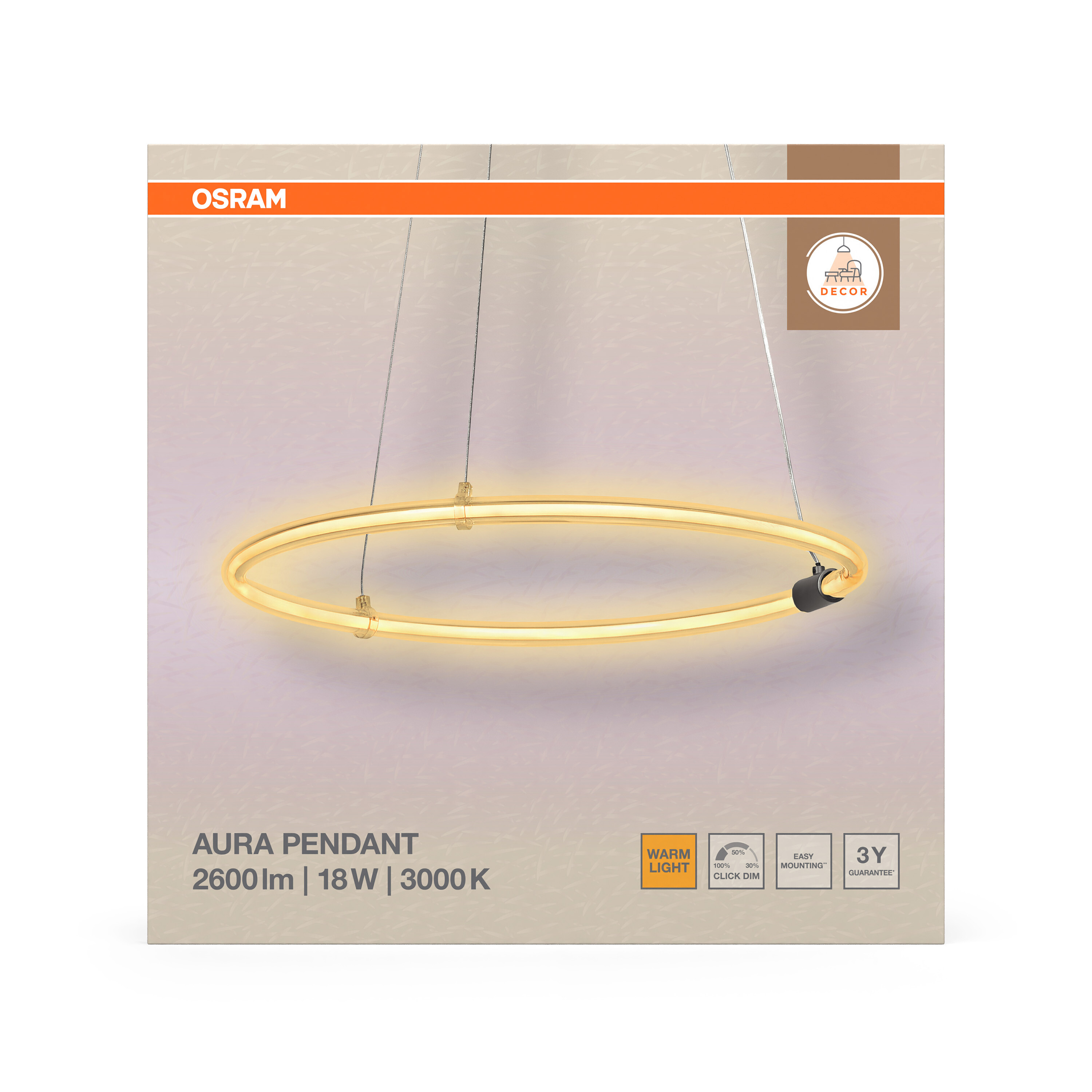 Osram Decor Pendelleuchte Aura, 18W, 3000K