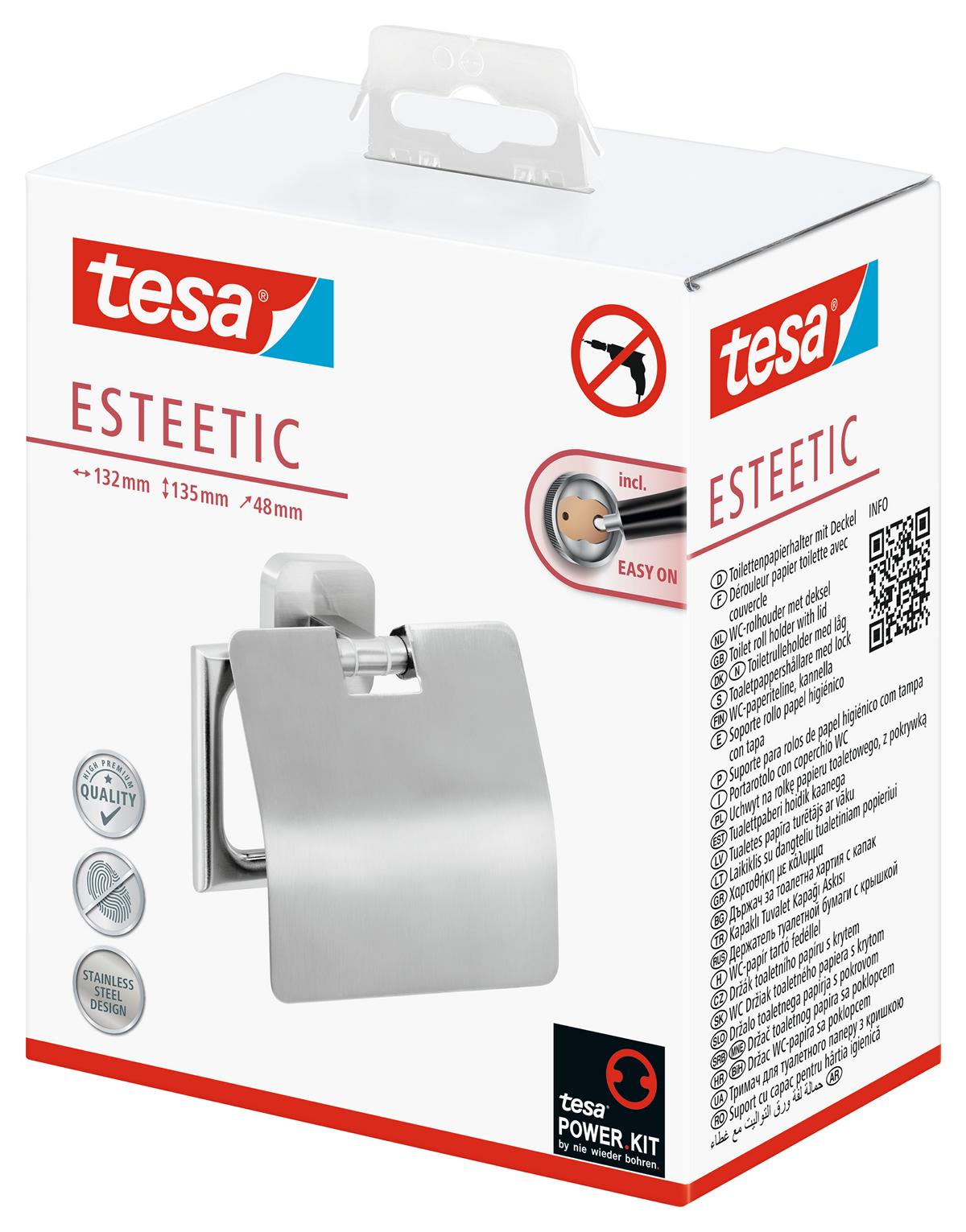 tesa Esteetic Toilettenpapierhalter, mit Deckel