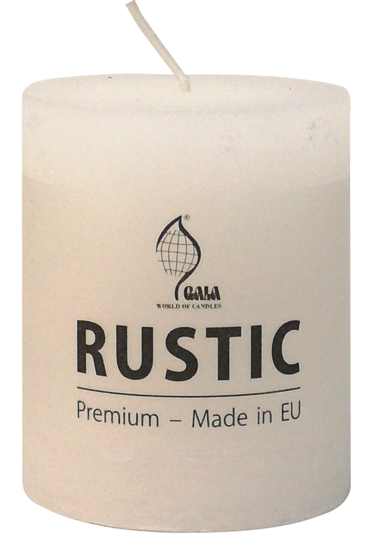 GALA STUMPENKERZE  68/80 RUSTIC, WEIß