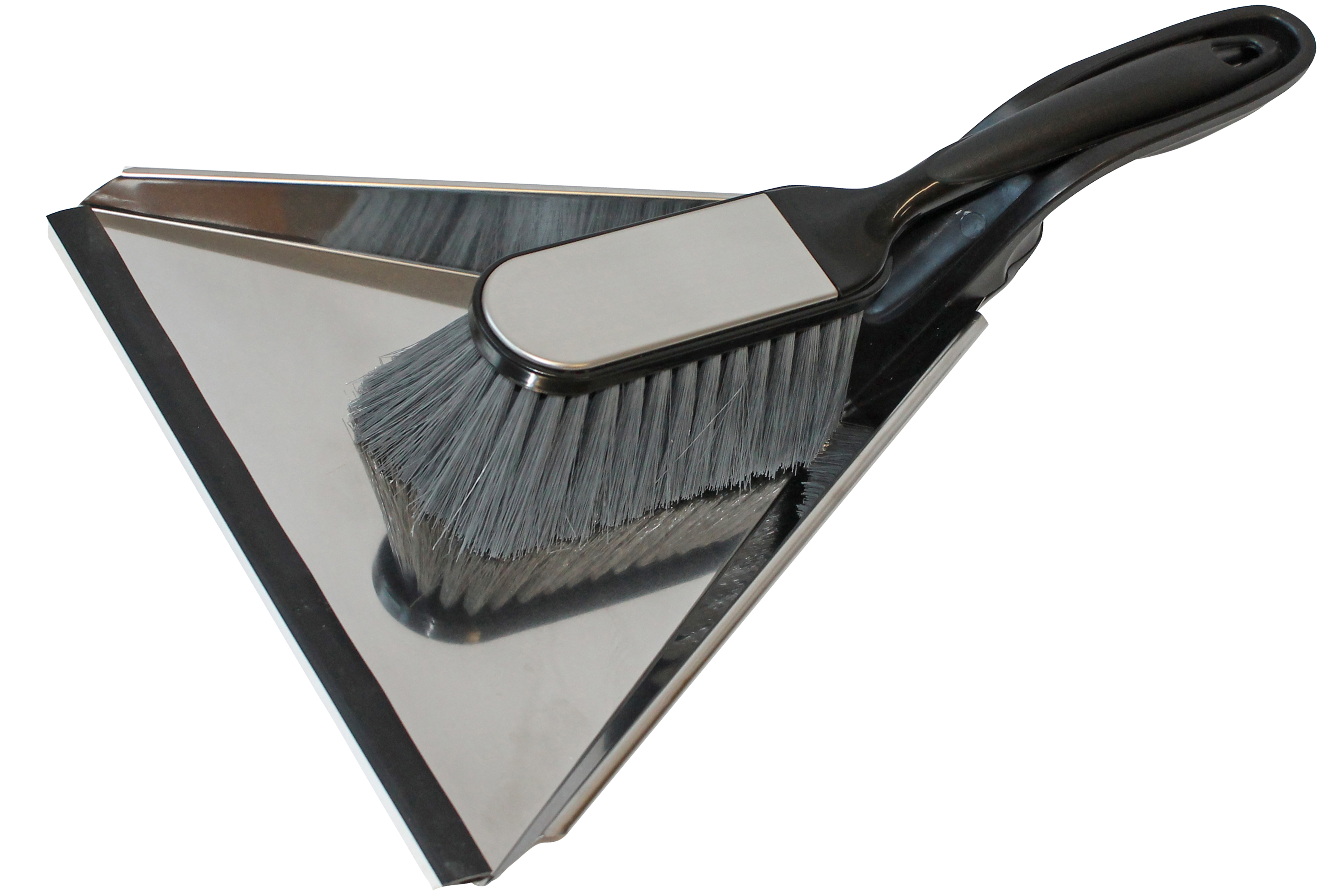 Bürstenmann Kehrgarnitur Edelstahl, Kunststoff Schwarz Kunsthaar (L 34 cm x B 24 cm)