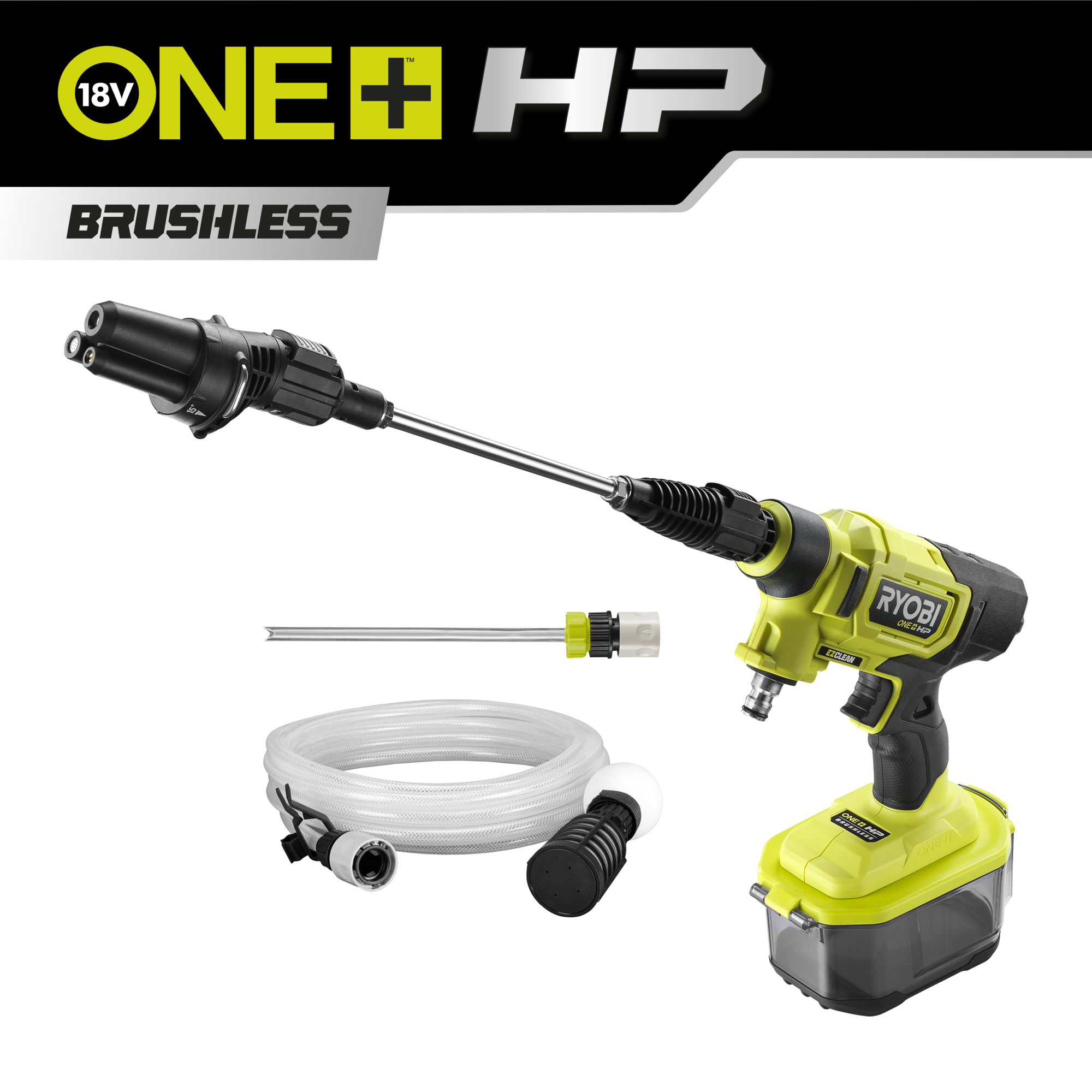 Ryobi 18 V ONE+ HP Brushless Akku-Mitteldruckreiniger RY18PWX41A-0, ohne Akku und Ladegerät
